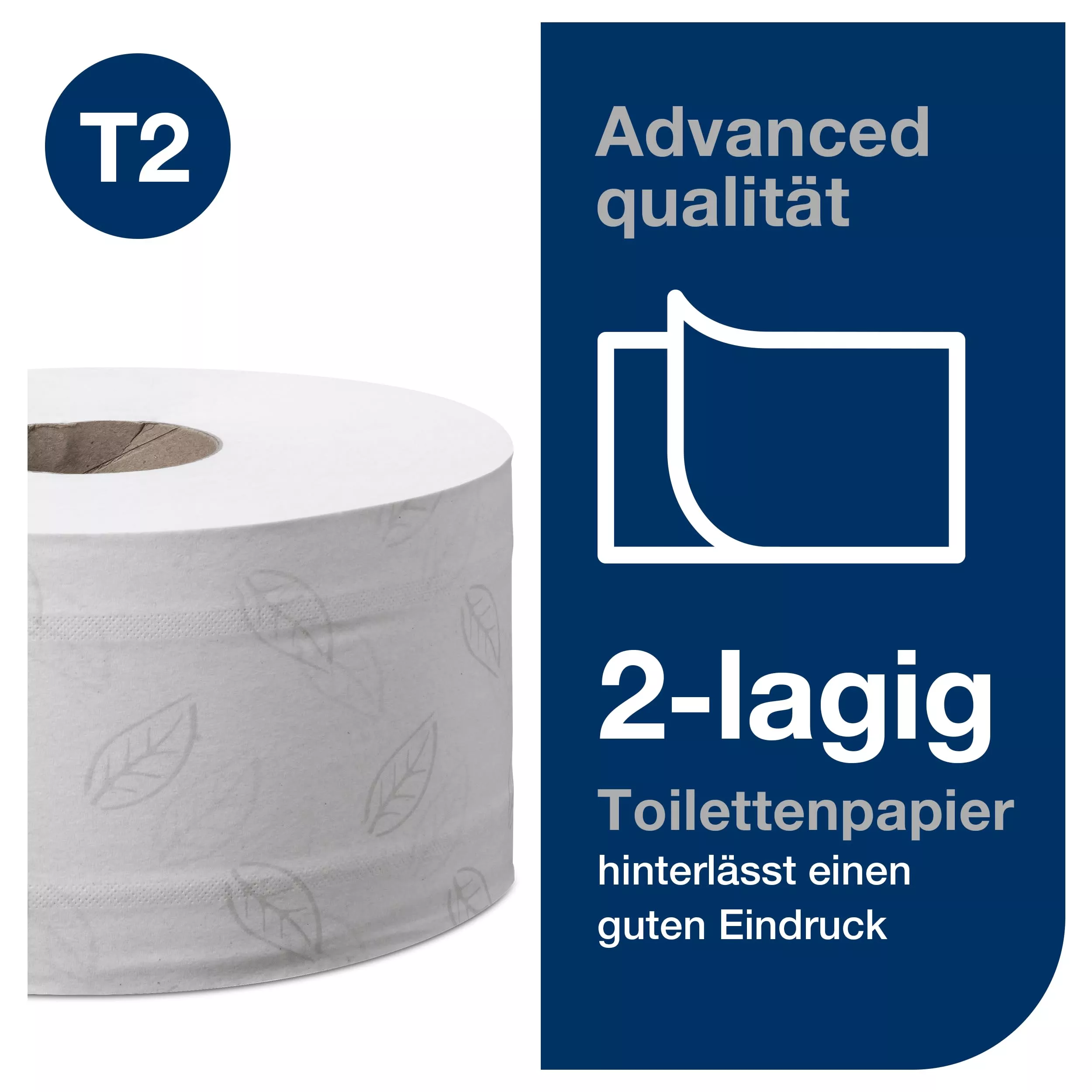 Tork Mini Jumbo Toilettenpapier Weiß T2, Advanced, 2-lagig, 12 × 180 Meter, 472102