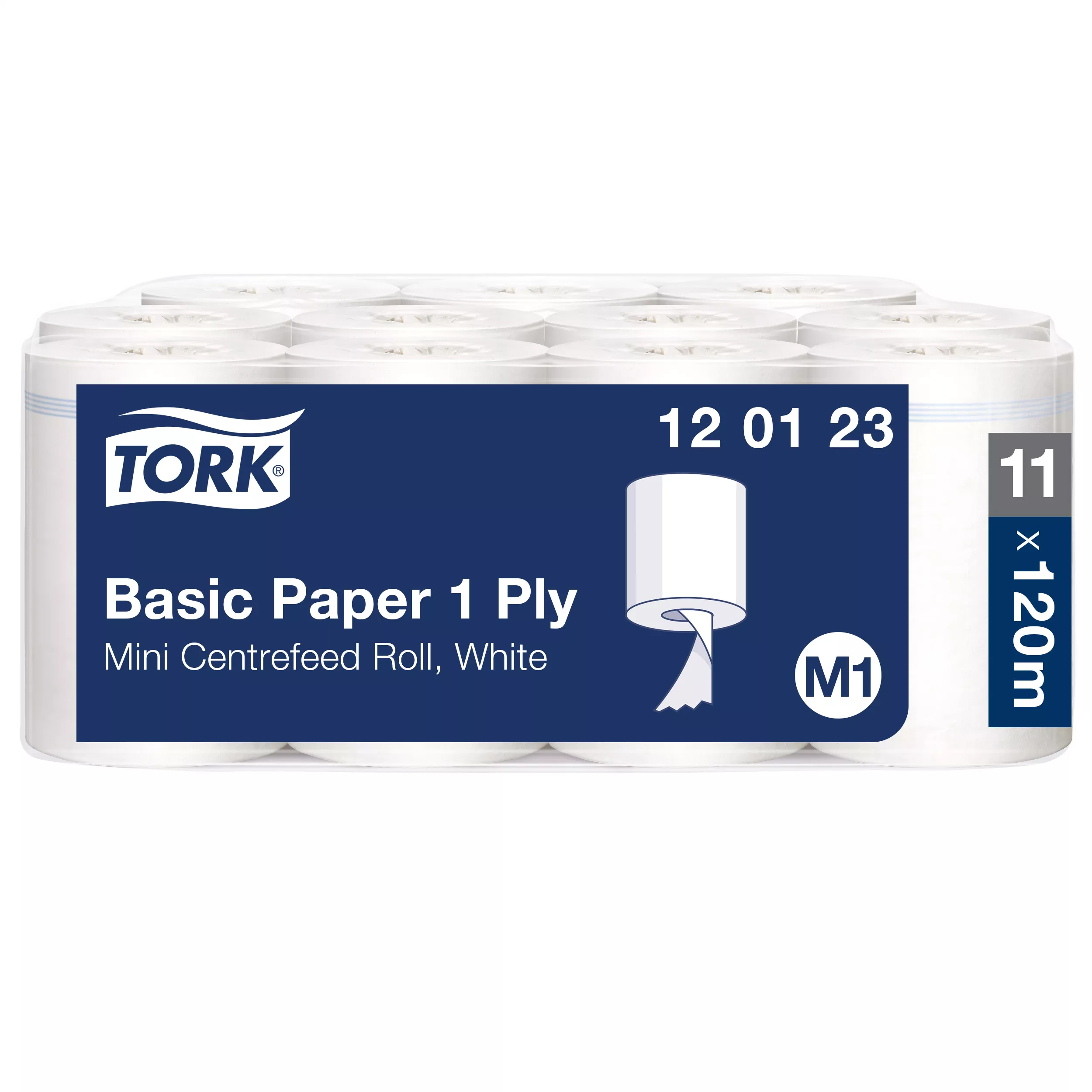 Tork Standard-Papierwischtücher mit Innenabrollung Weiß M1, kosteneffiziente Putztücher, 11 × 120 m, 120123