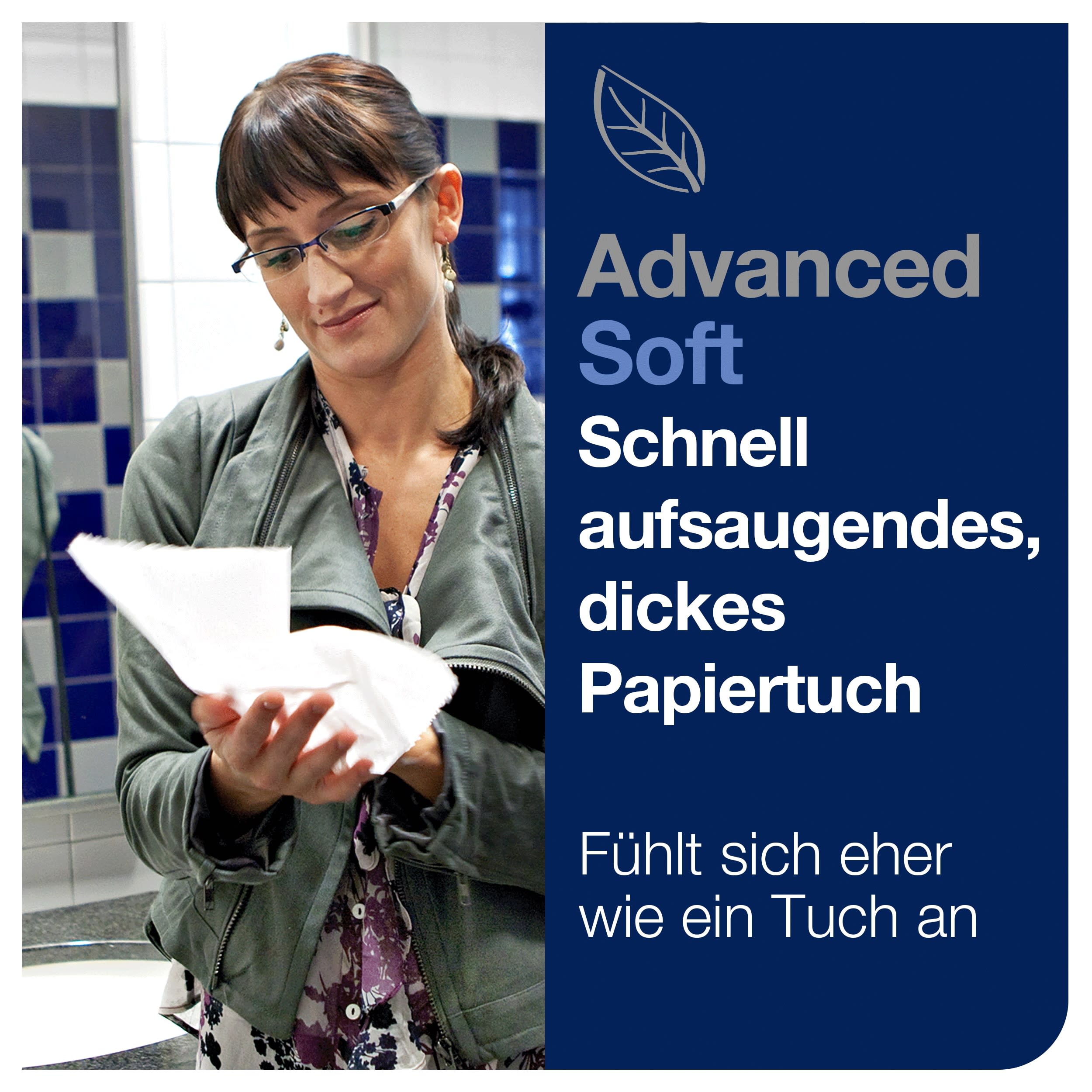 Tork Matic® weiche Papierhandtuchrollen Weiß mit grauem Blätterdesign H1, Advanced-Qualität, saugfähig, 6 Rollen mit je 150 m, 290067