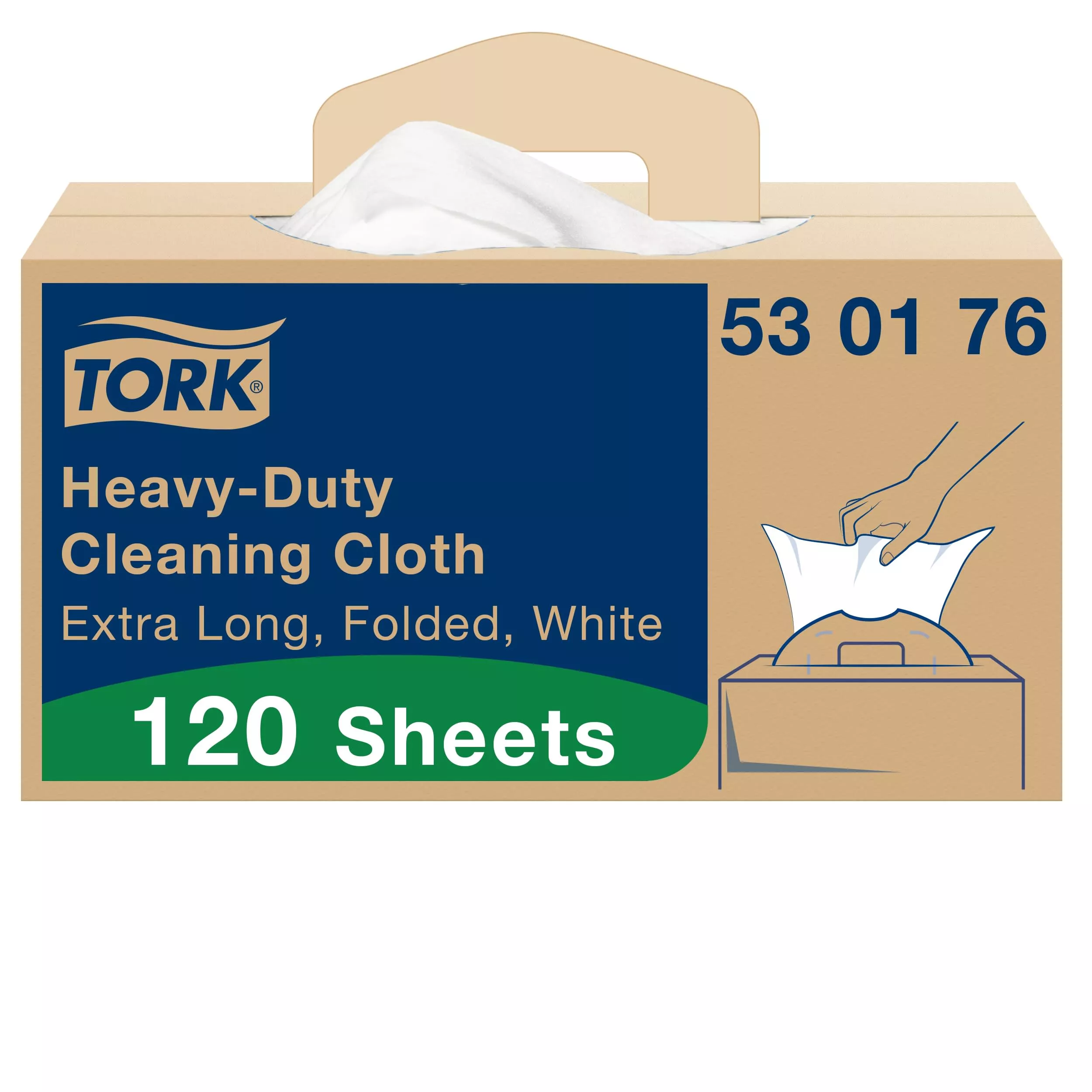 Tork Extra-Starke Reinigungstücher Weiß W7, Einzeltuchentnahme, 1 × 120 Tücher, 530176