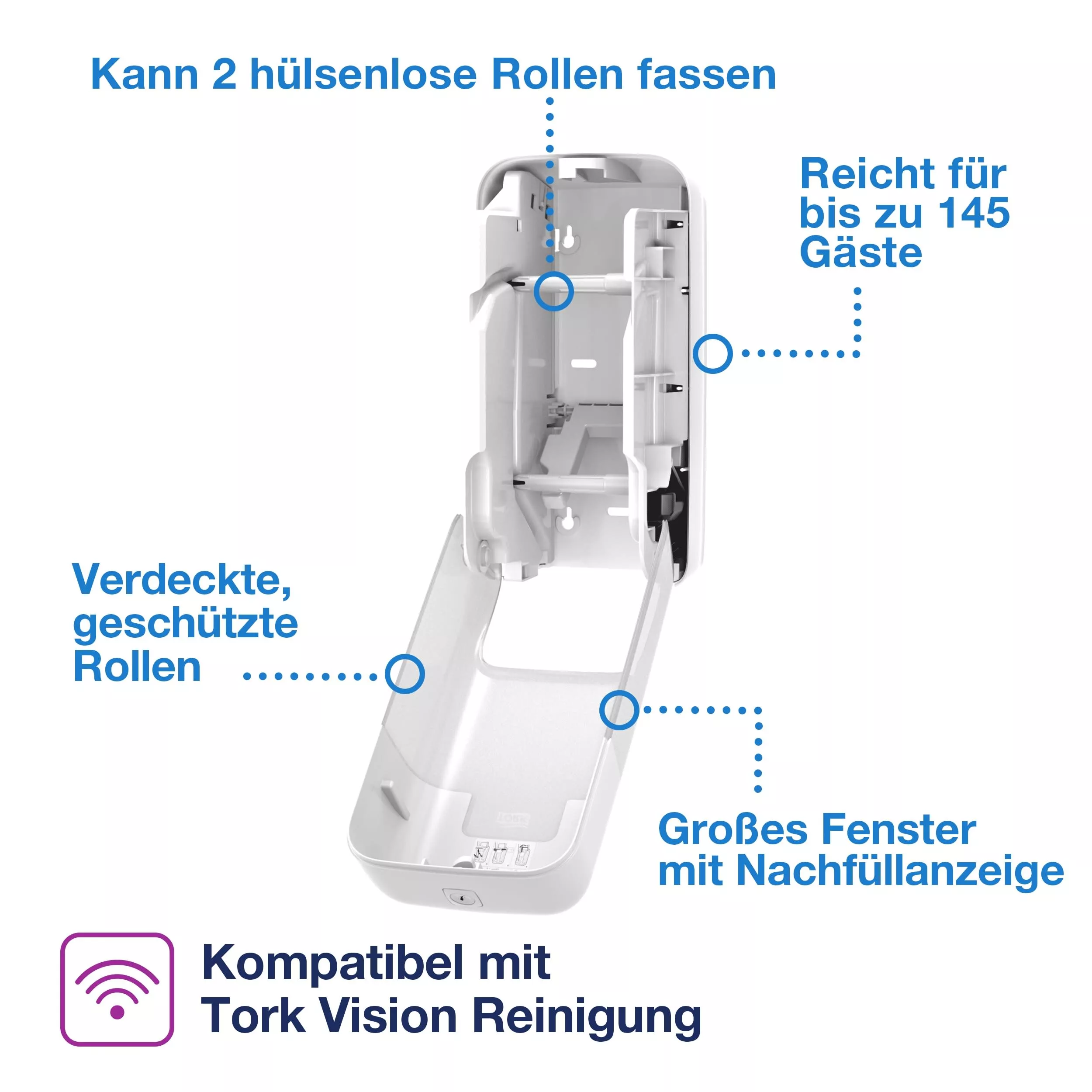 Tork OptiServe® Spender für hülsenloses Toilettenpapier weiß T7