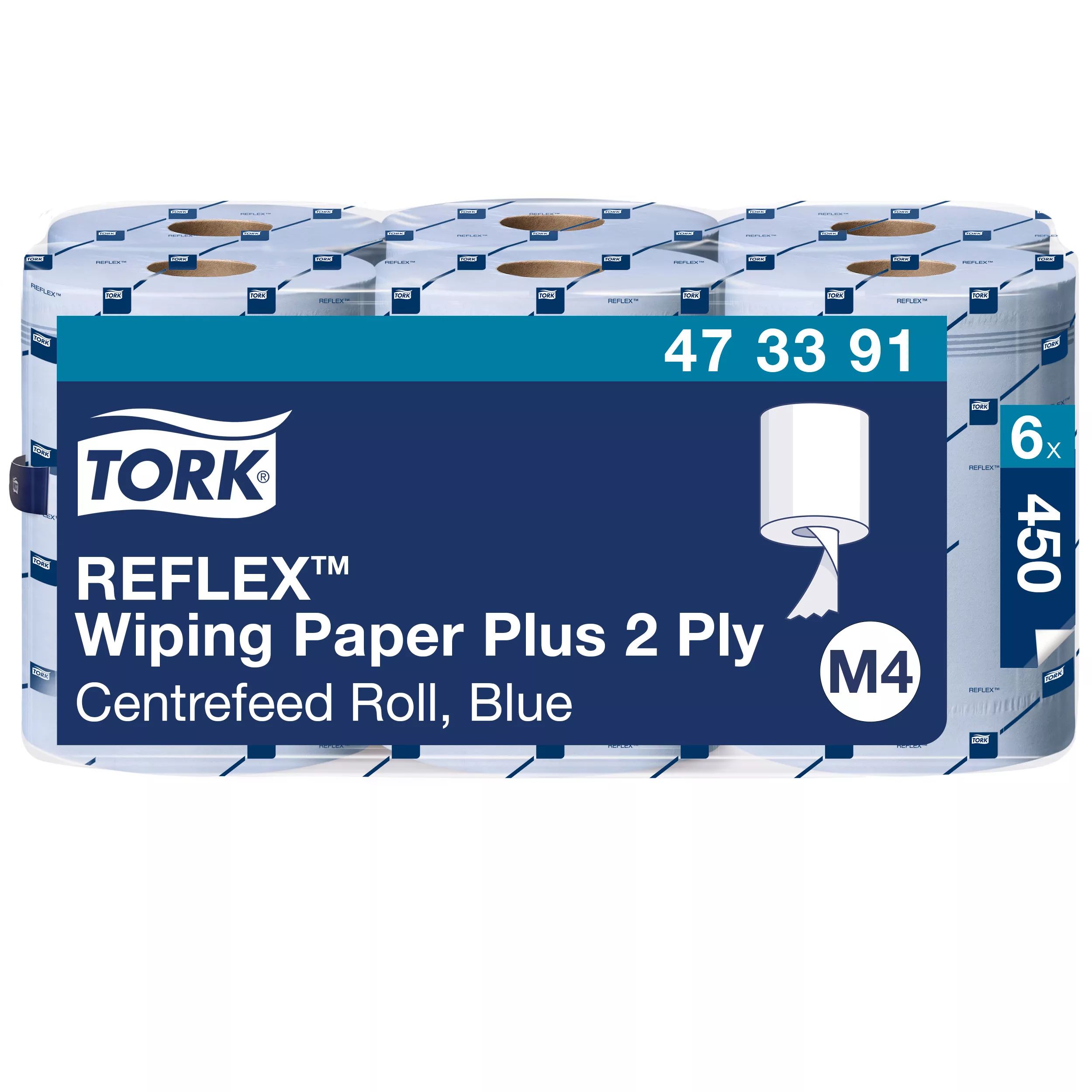 Tork Reflex™ Starke Mehrzweck-Papierwischtücher Blau M4, SmartCore®, 6 × 450 Blatt, 473391