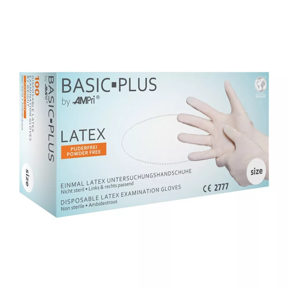 Einmalhandschuhe Latex puderfrei XL – Basic Plus (100 Stück/Box)