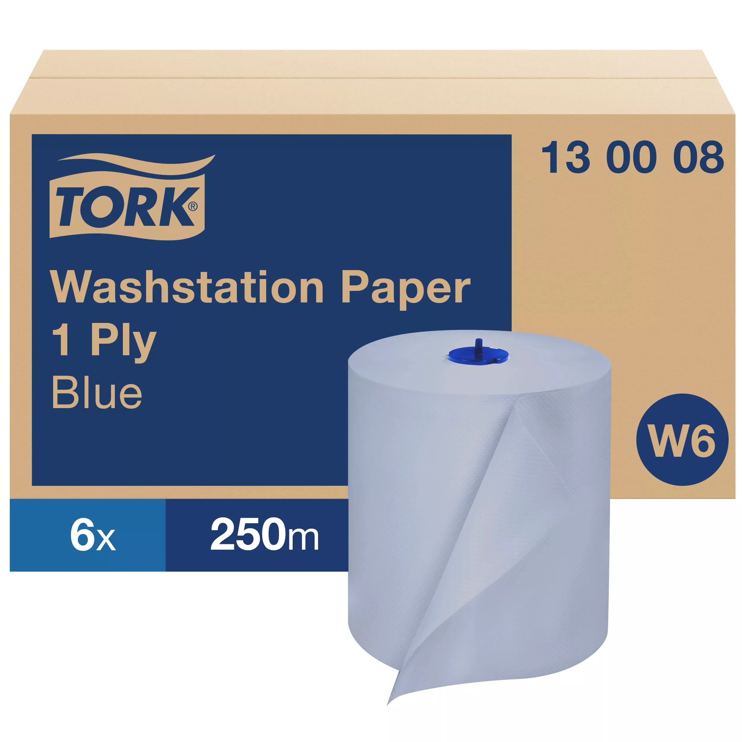 Tork Standard-Papierwischtücher Blau W6, Papierrolle, 6 × 250 m, 130008