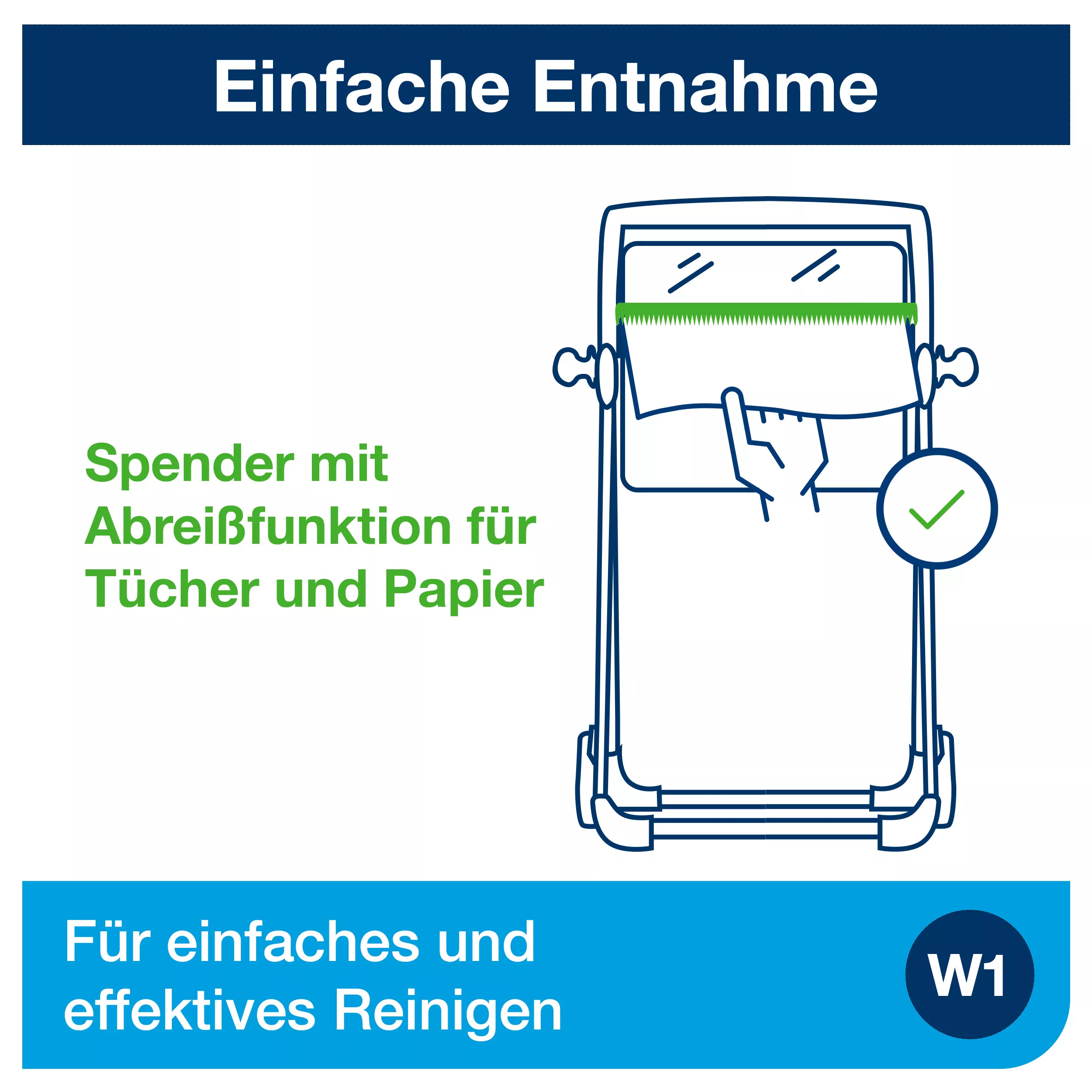 Tork Bodenständer für Wischtuchrollen Weiß und Türkis W1, Mobil, Performance Linie, 652000