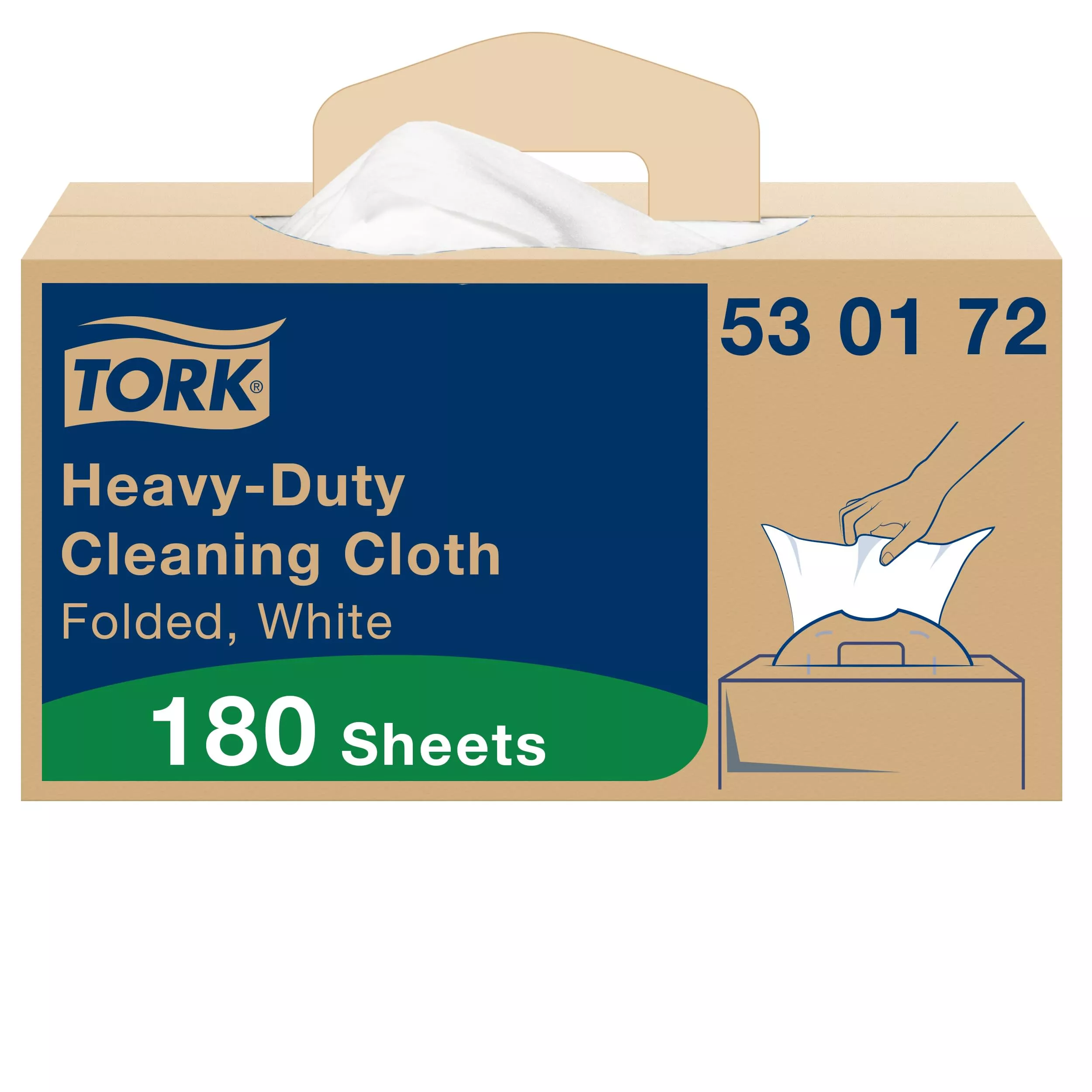 Tork Extra Starke Reinigungstücher Weiß W7, Einzeltuchentnahme, 1 × 180 Tücher, 530172