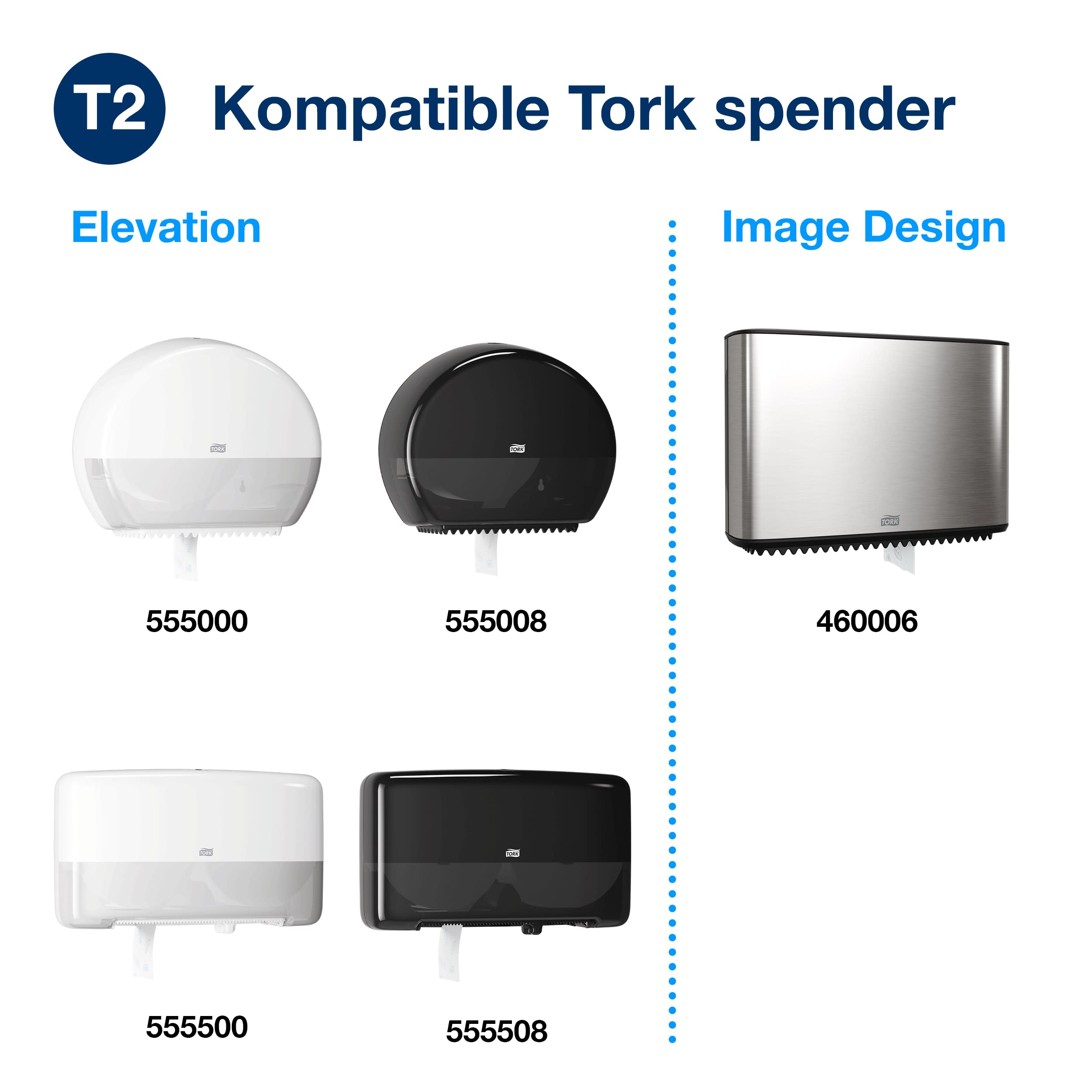 Tork extra weiches Mini Jumbo Toilettenpapier Weiß T2, Premium, 3-lagig, 12 × 120 Meter, 110255