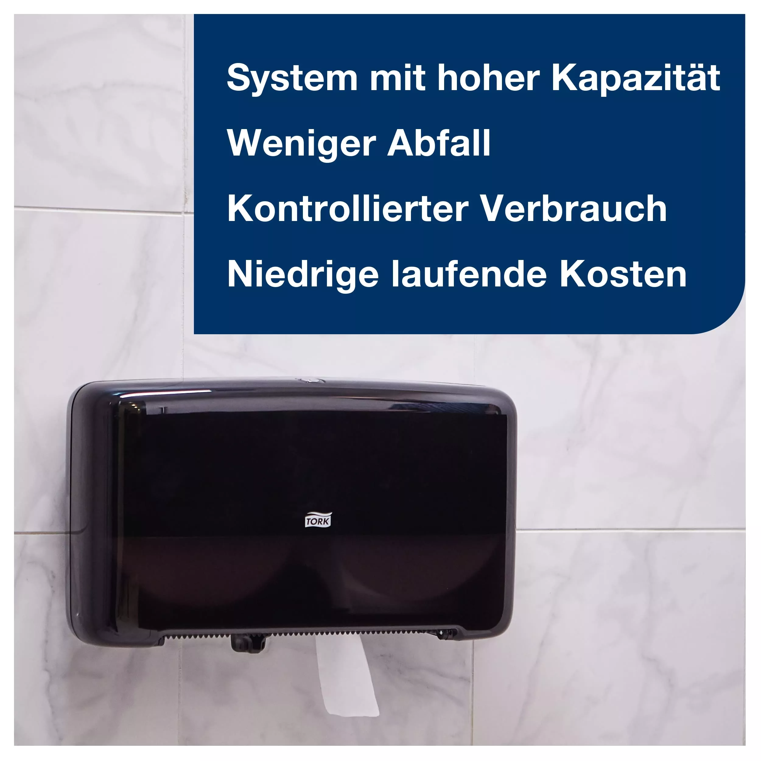 Tork Doppelrollenspender für Mini Jumbo Toilettenpapier Schwarz T2, Hohe Kapazität, Elevation Linie, 555508