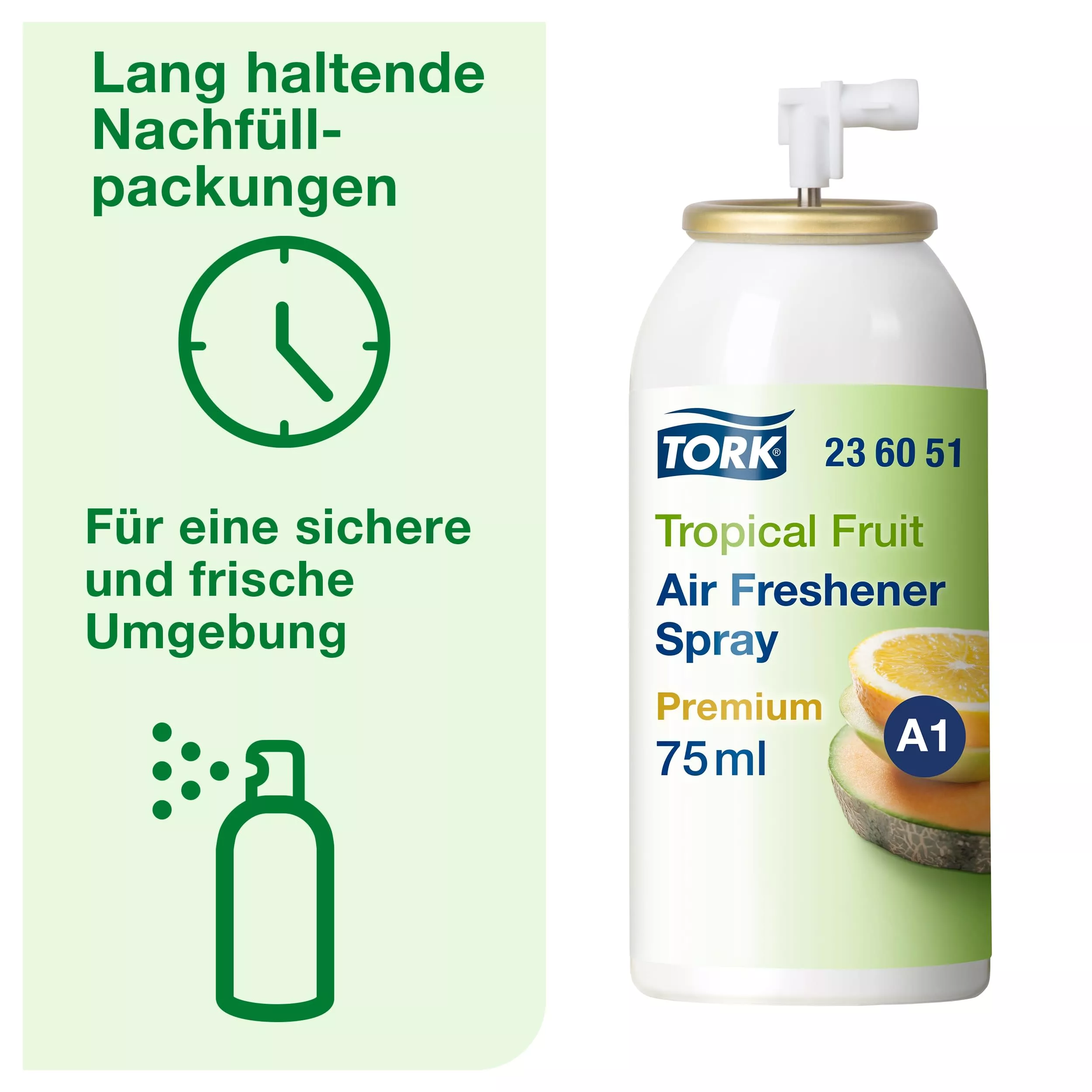 Tork Lufterfrischer Spray mit tropischem Fruchtduft A1, Frischeduft, 12 Flaschen, 236051