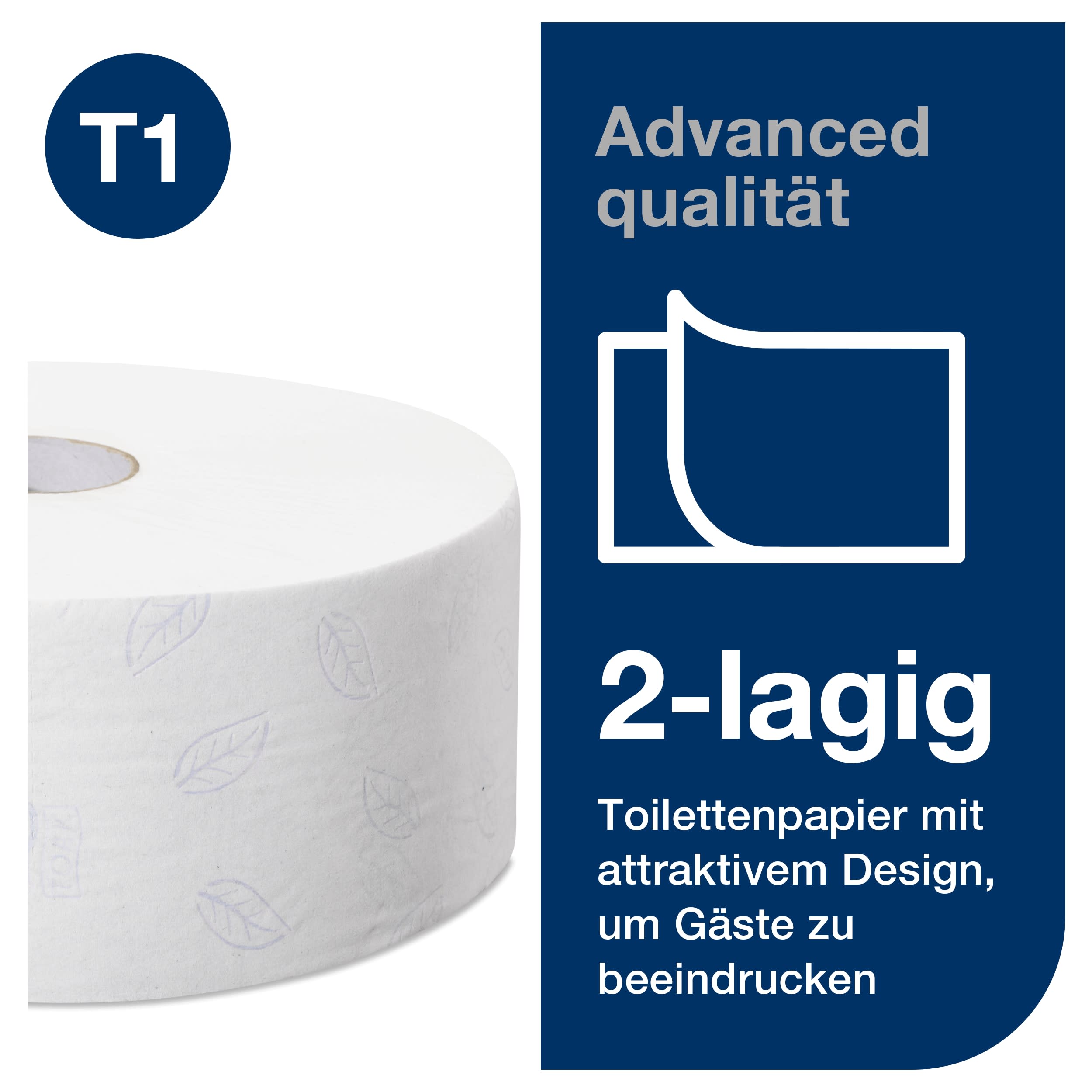 Tork Jumbo Toilettenpapier Weiß T1, Advanced, 2‑lagig, 6 × 1.800 Blatt, 120272