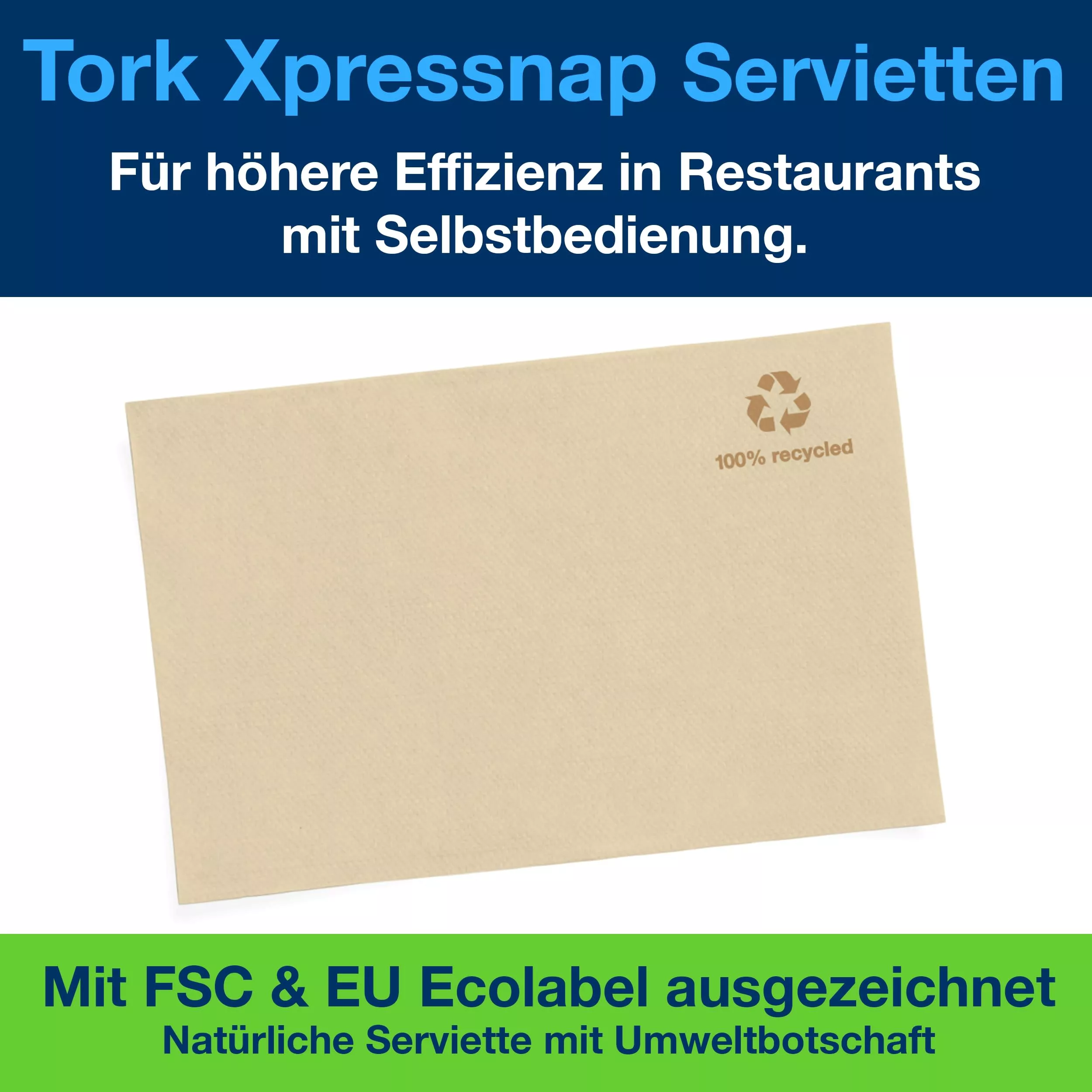 Tork Xpressnap® Natur Spenderserviette N4, 100 % recycelt, 1-lagig, 40 × 225 Servietten, 13840