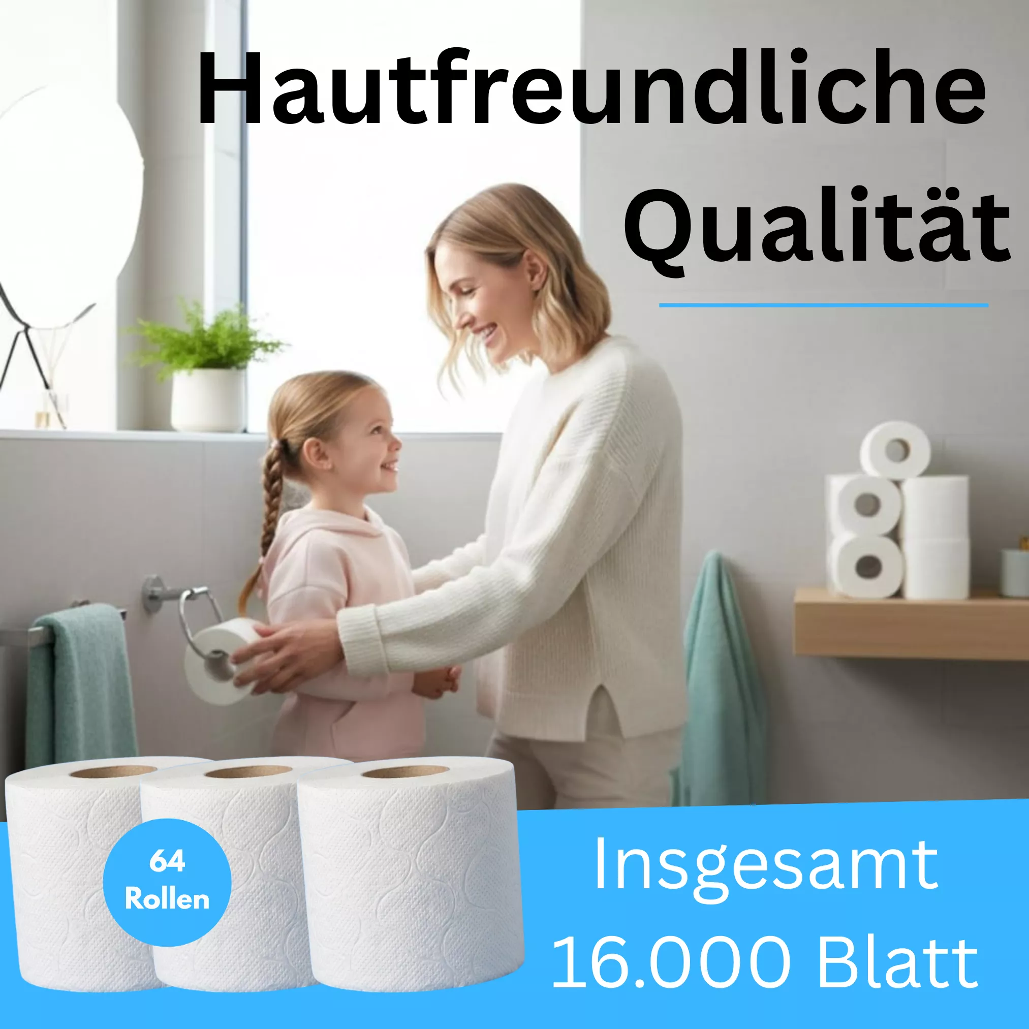 Cleanclub Toilettenpapier Basic 2-lagig - hochweiss - 8x250 Blatt 64 Rollen