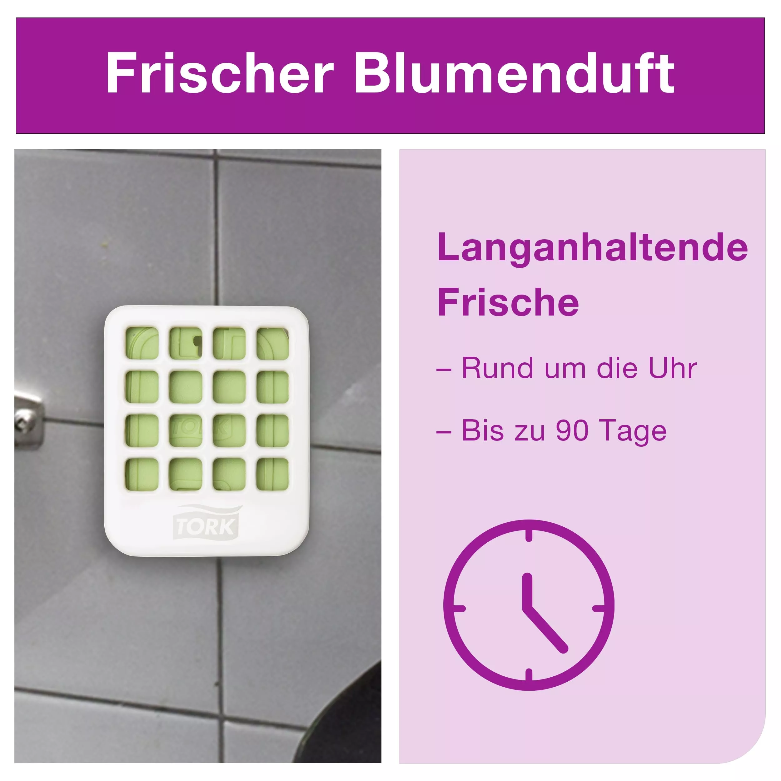 Tork Lufterfrischer Anhänger mit Blütenduft Grün A2, Frischeduft, 80 Anhänger, 236015