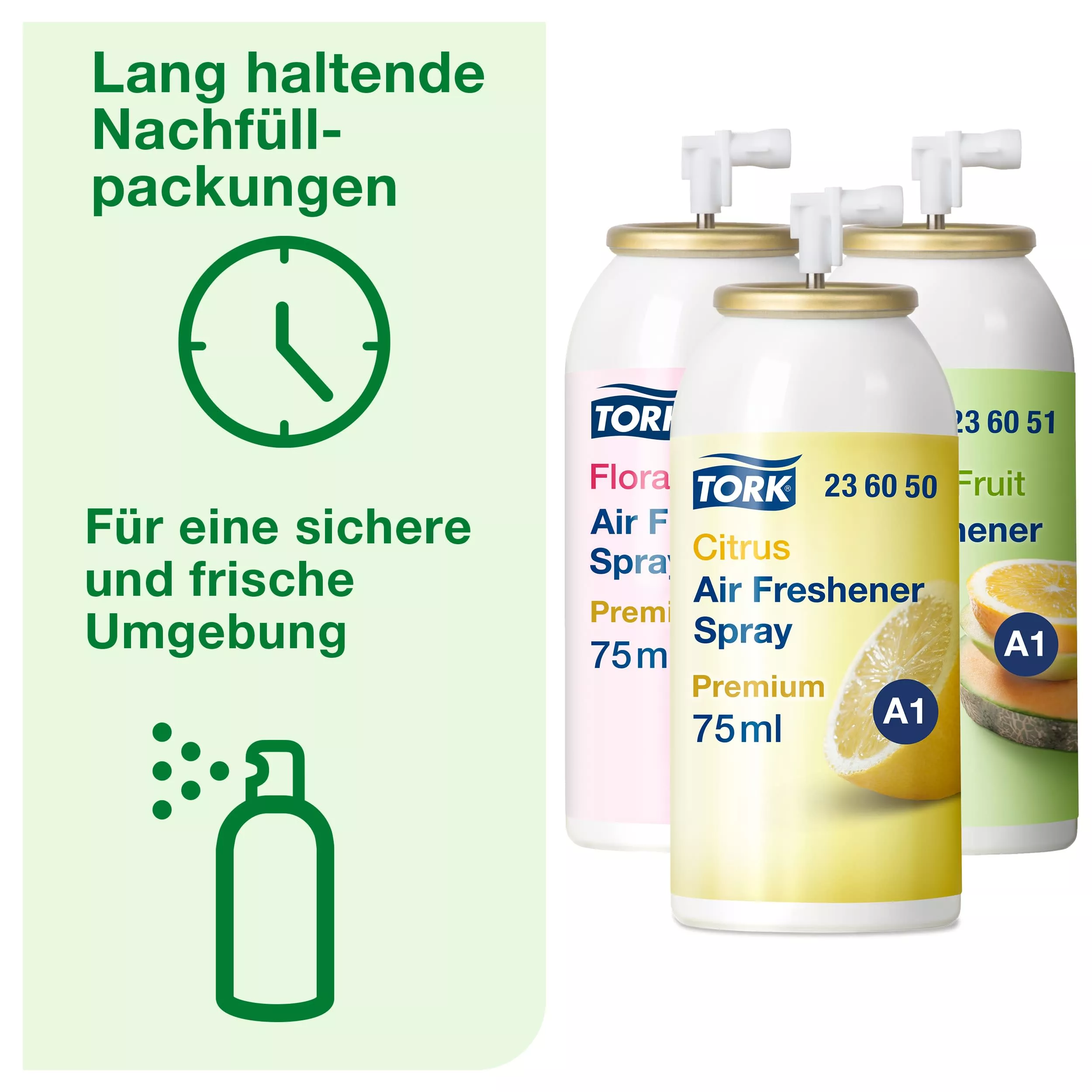 Tork Lufterfrischer Spray im Mixed Pack A1, Frischeduft, 12 Flaschen, 236056