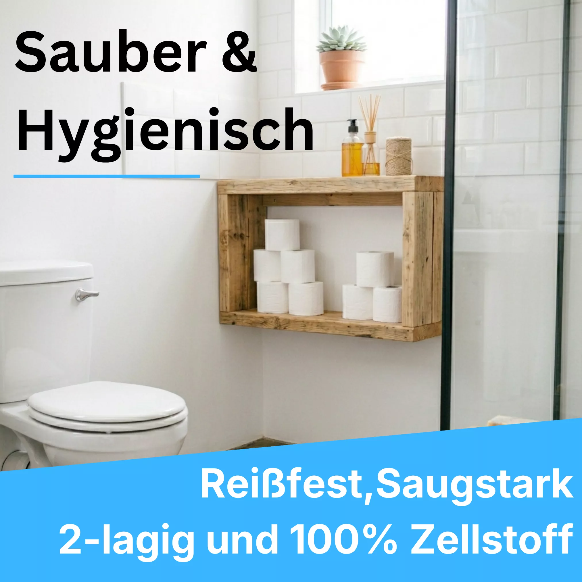 Cleanclub Toilettenpapier Basic 2-lagig - hochweiss - 8x250 Blatt 64 Rollen