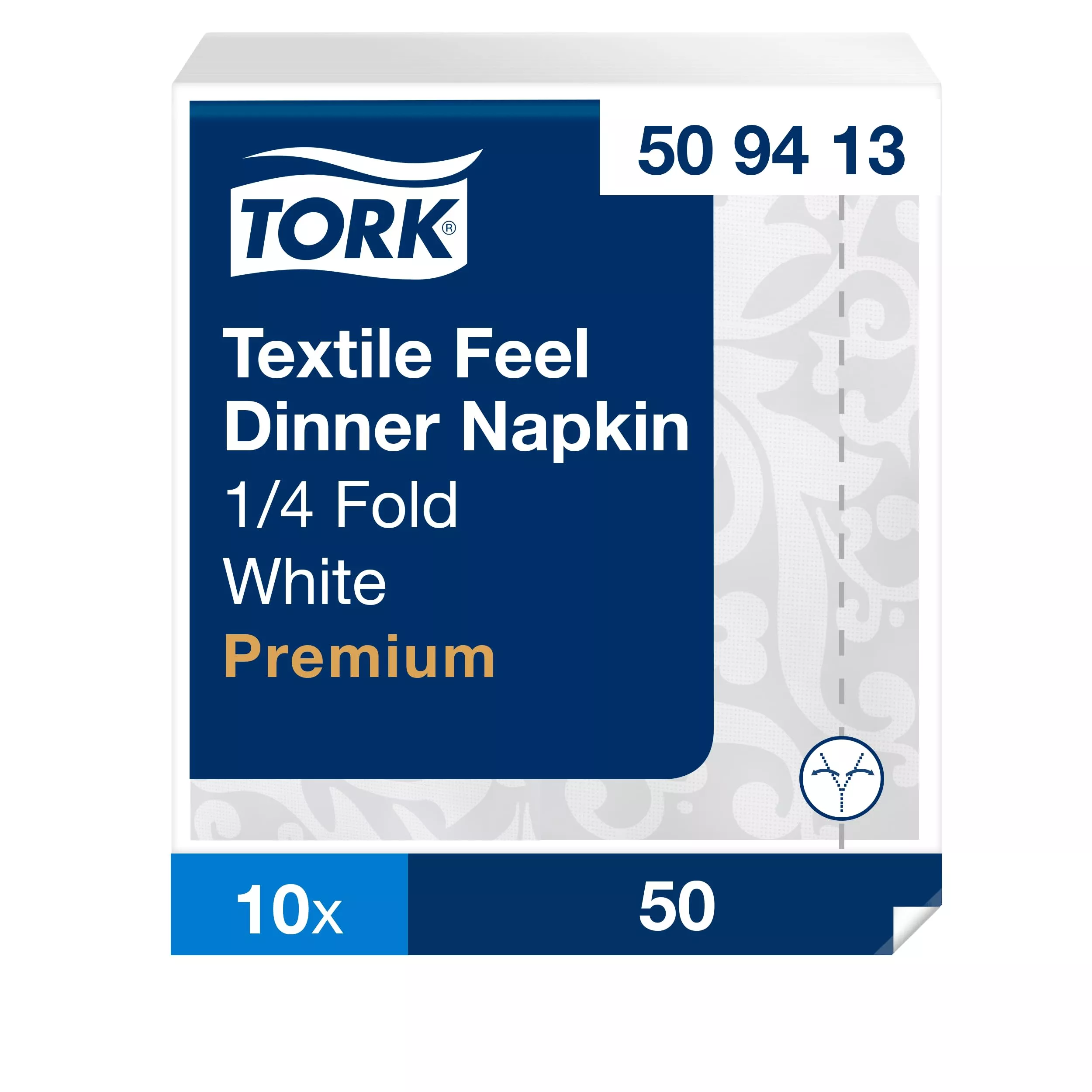 Tork Premium Textile Feel Elegance Dinnerservietten, 1/4-Falz, 39 cm × 39 cm, 10 × 50 Servietten, 509413
