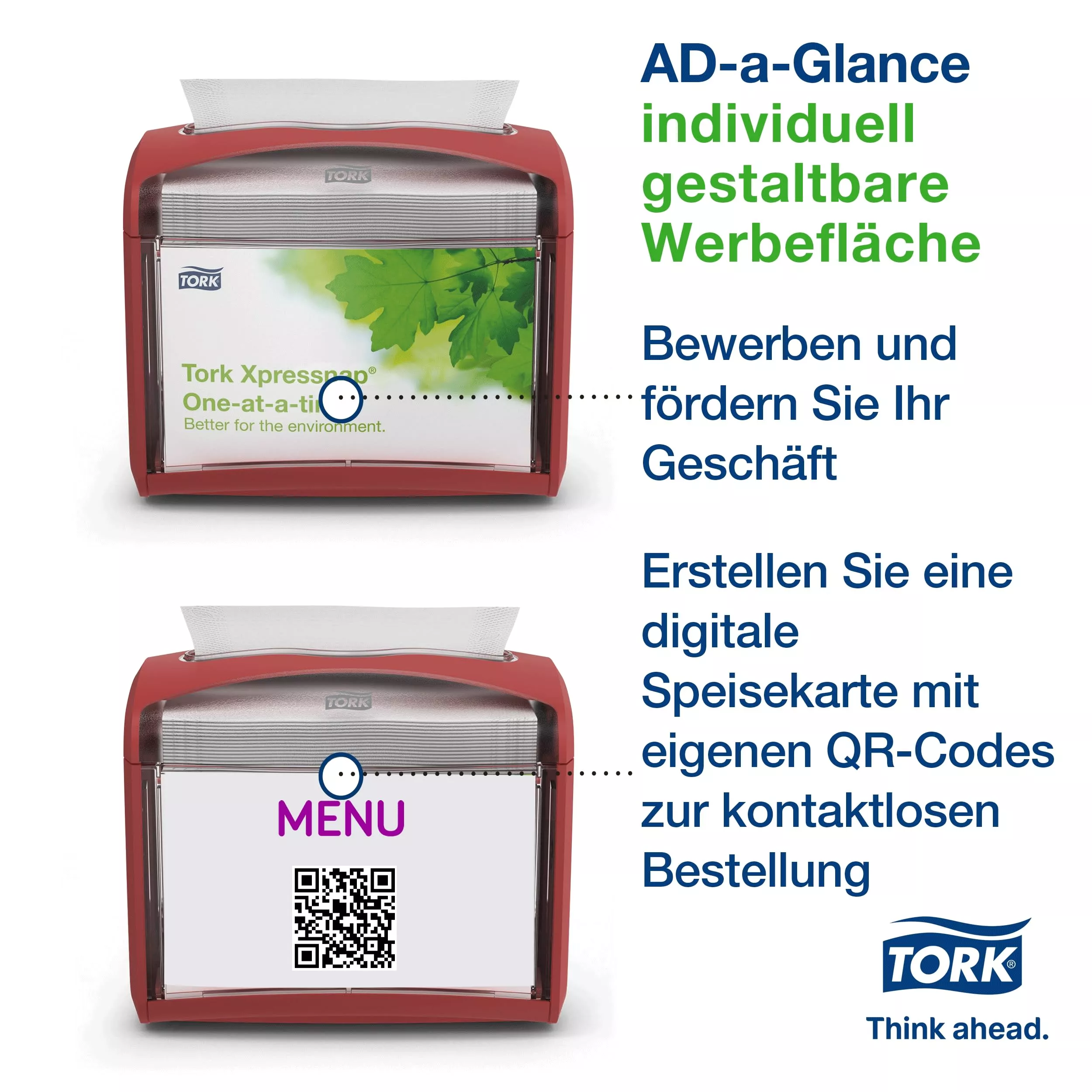 Tork Xpressnap® Tischspender Rot N4, Signature Linie, 16,9 cm × 20 cm × 14,1 cm