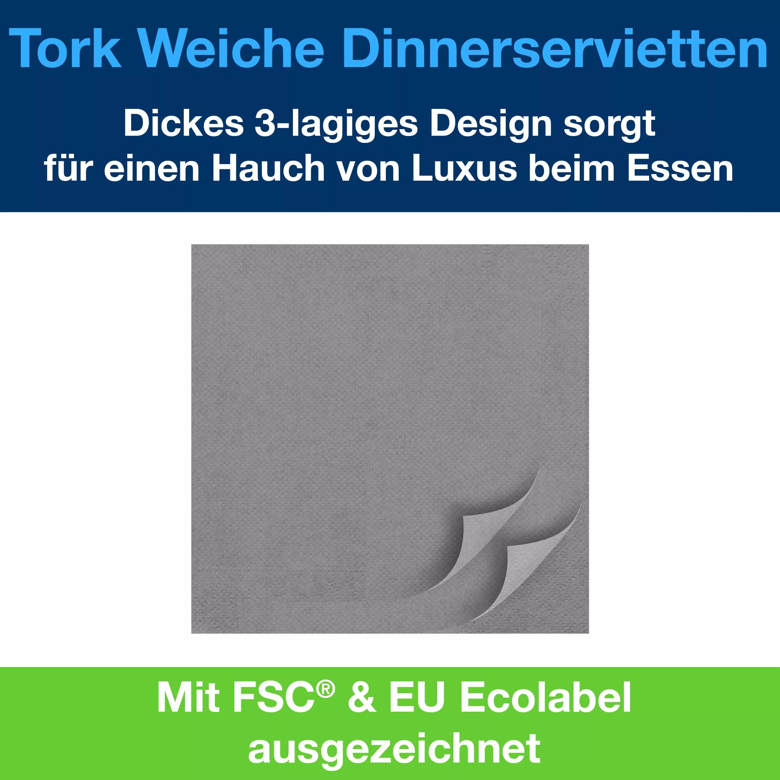 Tork Soft Dinnerservietten Anthrazit, 1/4‑Falz, 3‑lagig, 40 cm × 39 cm, 12 × 100 Servietten, 509401