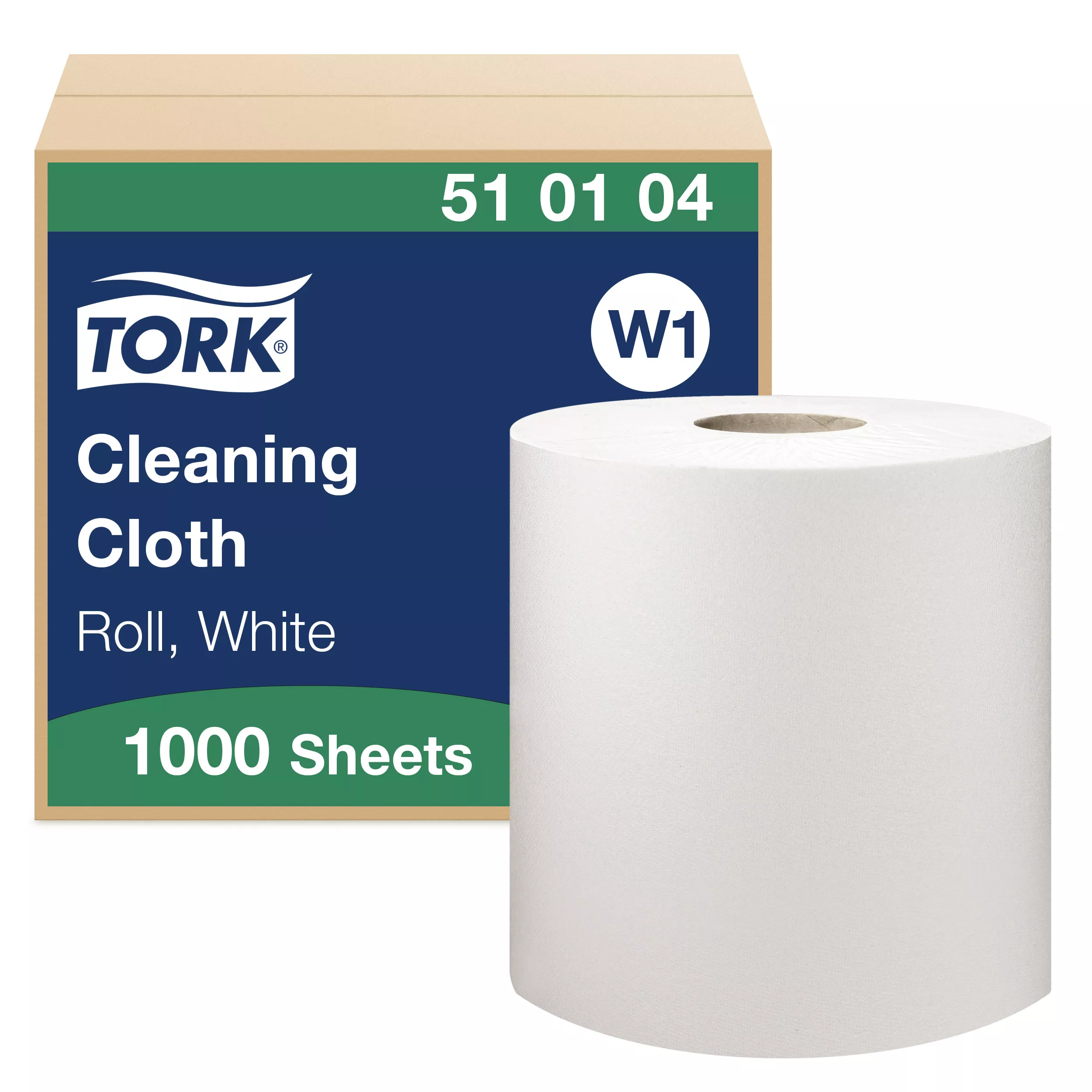 Tork Reinigungstücher Rolle Weiß W1, mehrfach verwendbar, 1 × 1.000 Tücher, 510104