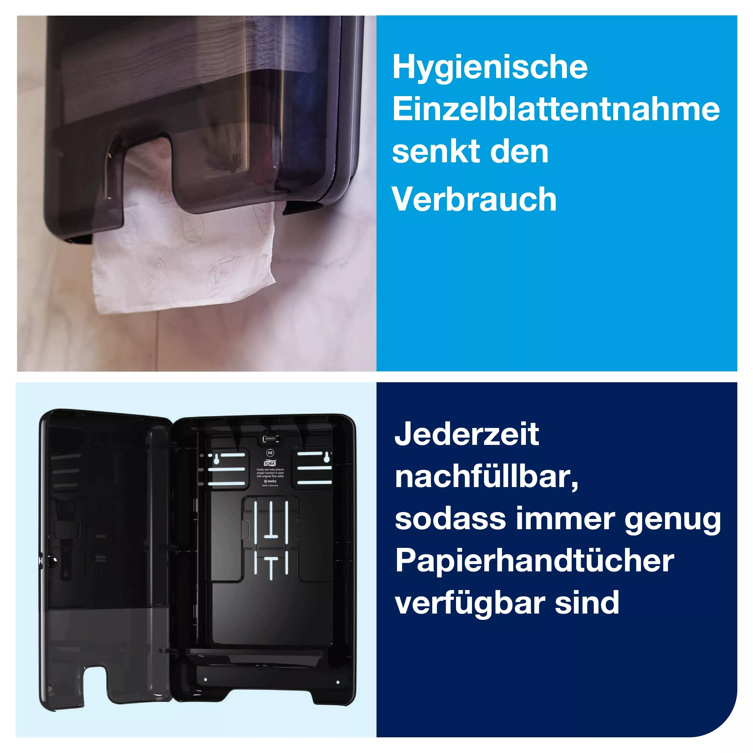 Tork Xpress® Spender für Multifold-Handtücher Schwarz H2, Einzeltuchentnahme, Elevation Design, 552008