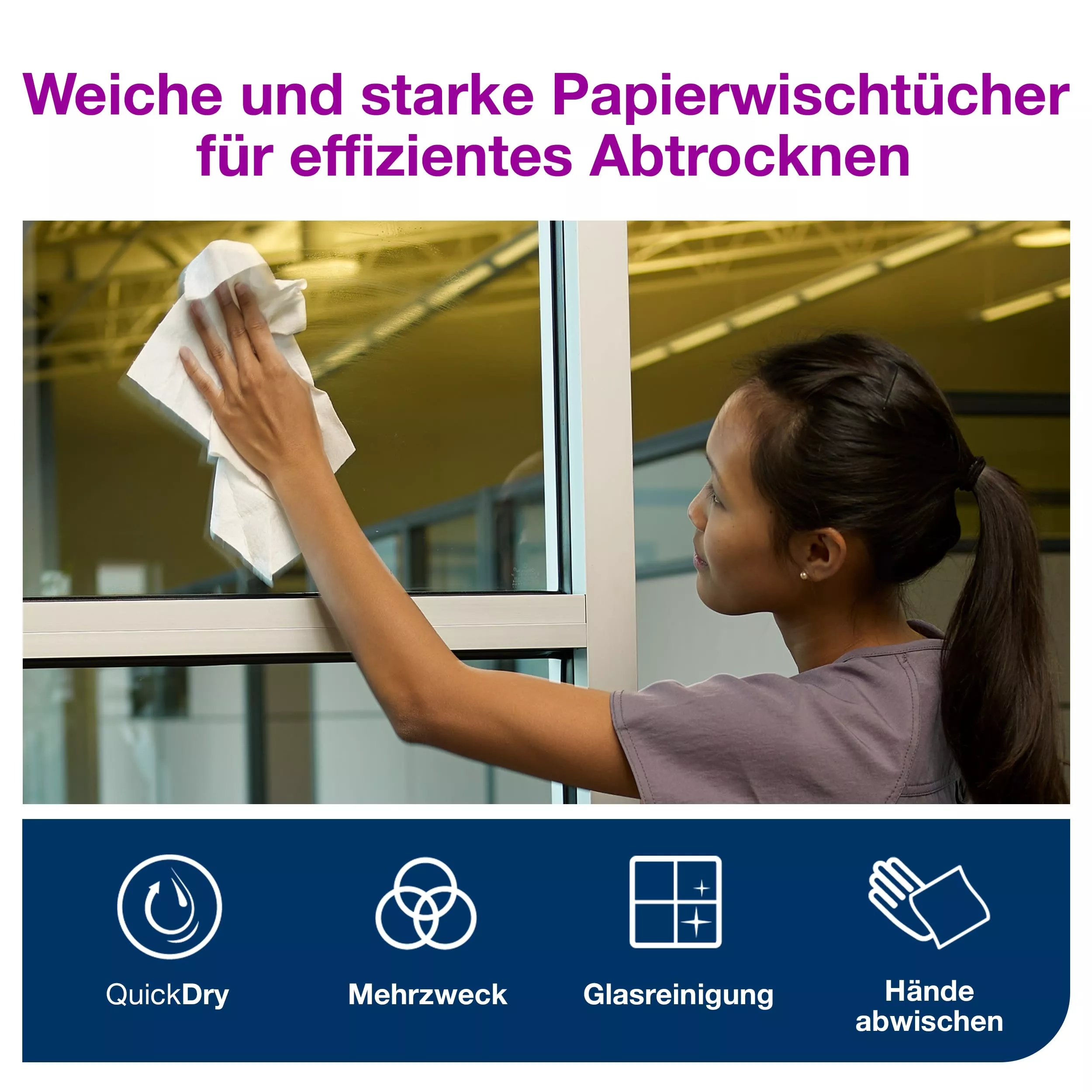 Tork Starke Mehrzweck-Papierwischtücher mit Innenabrollung Weiß M2, 6 × 368 Blatt, 130044