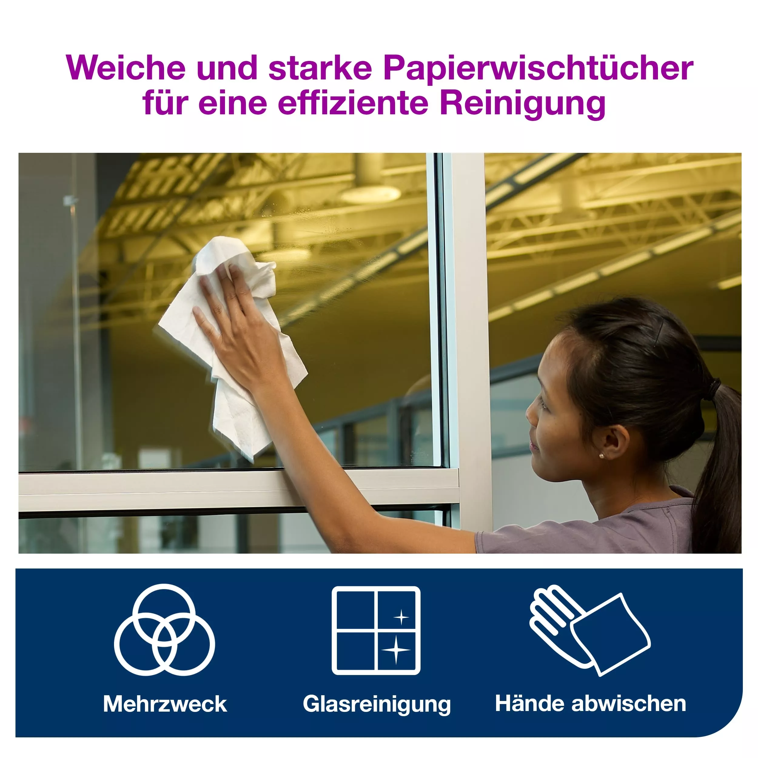 Tork Mehrzweck-Papierwischtücher mit Innenabrollung Weiß M1, Zum Abwischen von Händen und Oberflächen, 12 × 343 Blatt, 473252