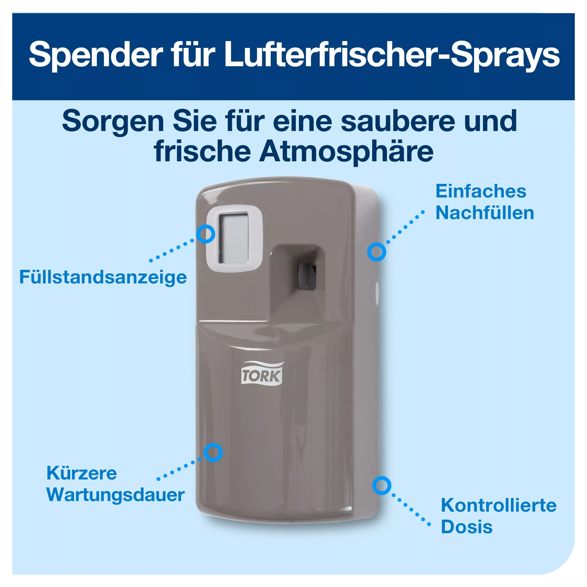 Tork Spender für Lufterfrischer Sprays Grau A1, Schnelle Nachfüllung, Elevation Linie, 256055