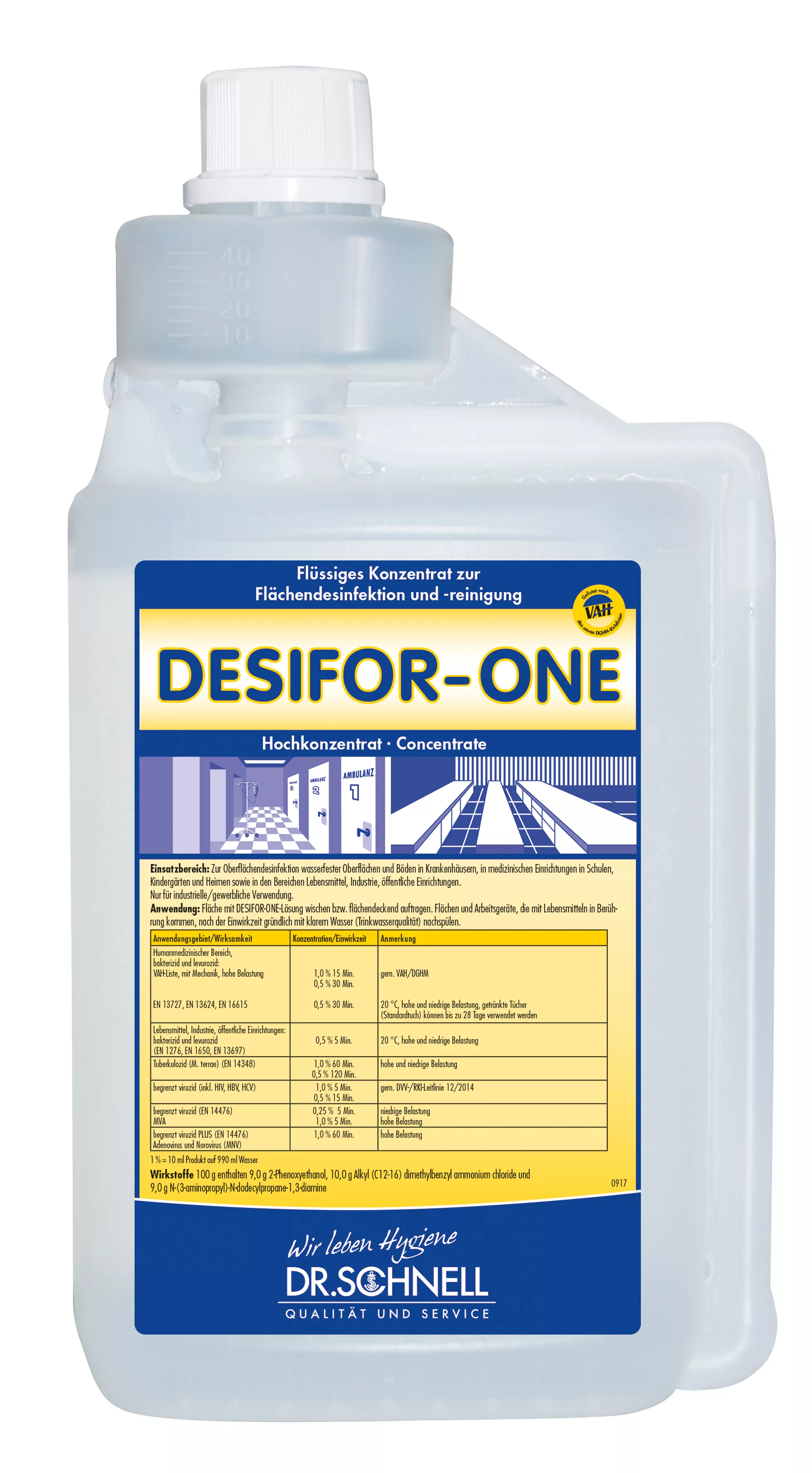 Flüssigkonzentrat, Hochkonzentrat, Desinfektionsmittel, Hygieneprodukt, Desinfitorenflasche