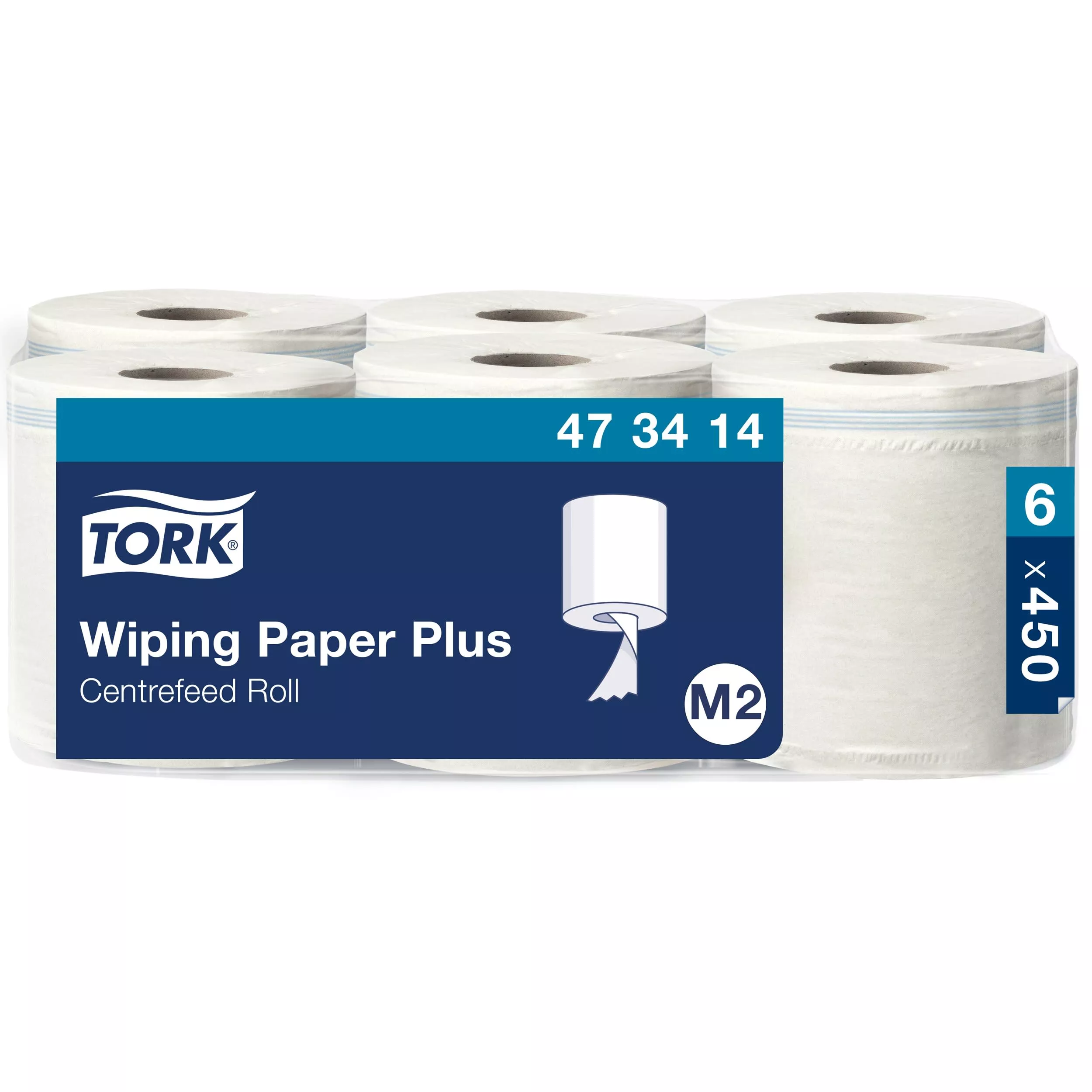 Tork Starke Mehrzweck-Papierwischtücher Weiß M2, Innenabrollung, 6 × 450 Blatt, 473414