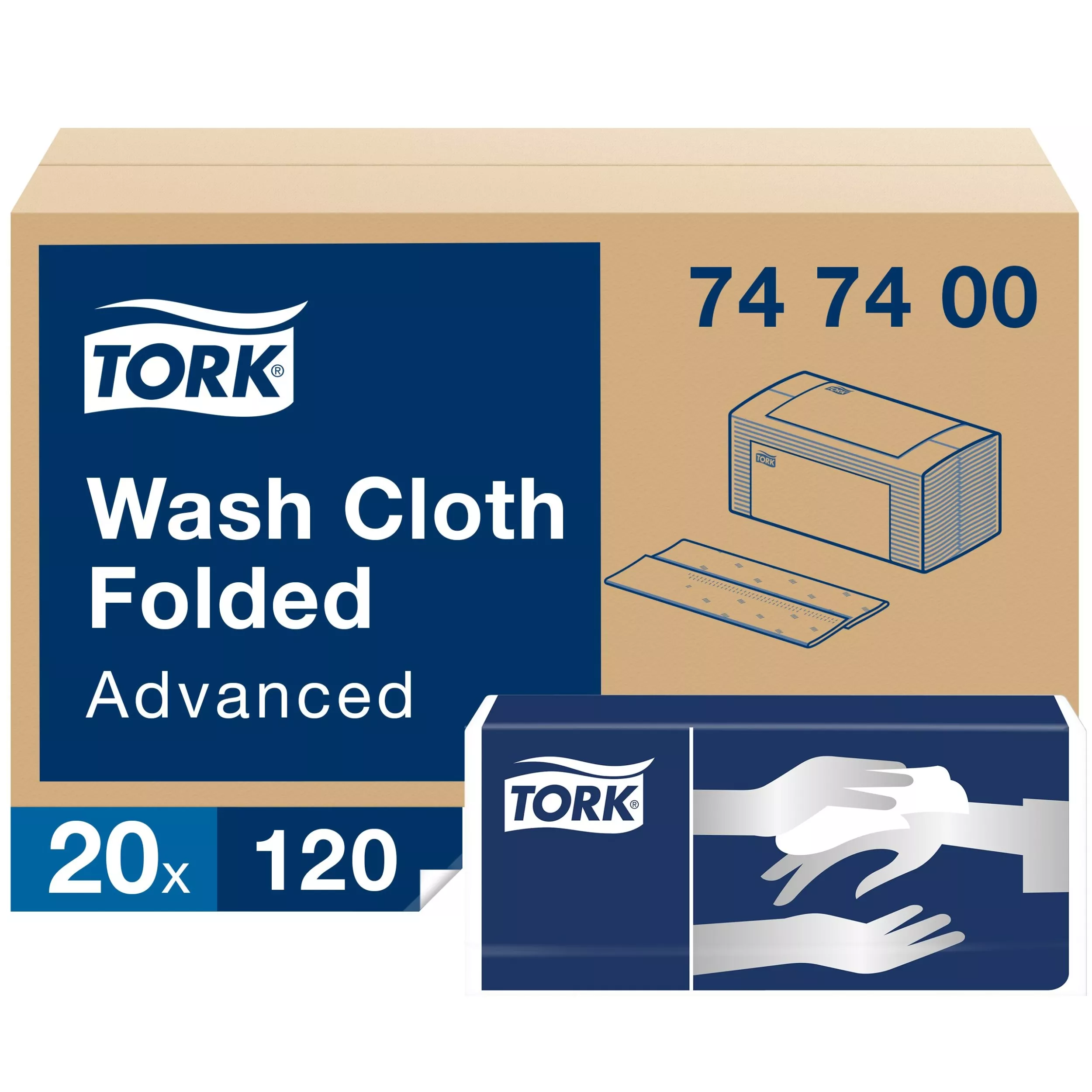 Tork weiches Waschtuch Weiß, Advanced, 4‑lagig, 20 × 120 Tücher, 747400