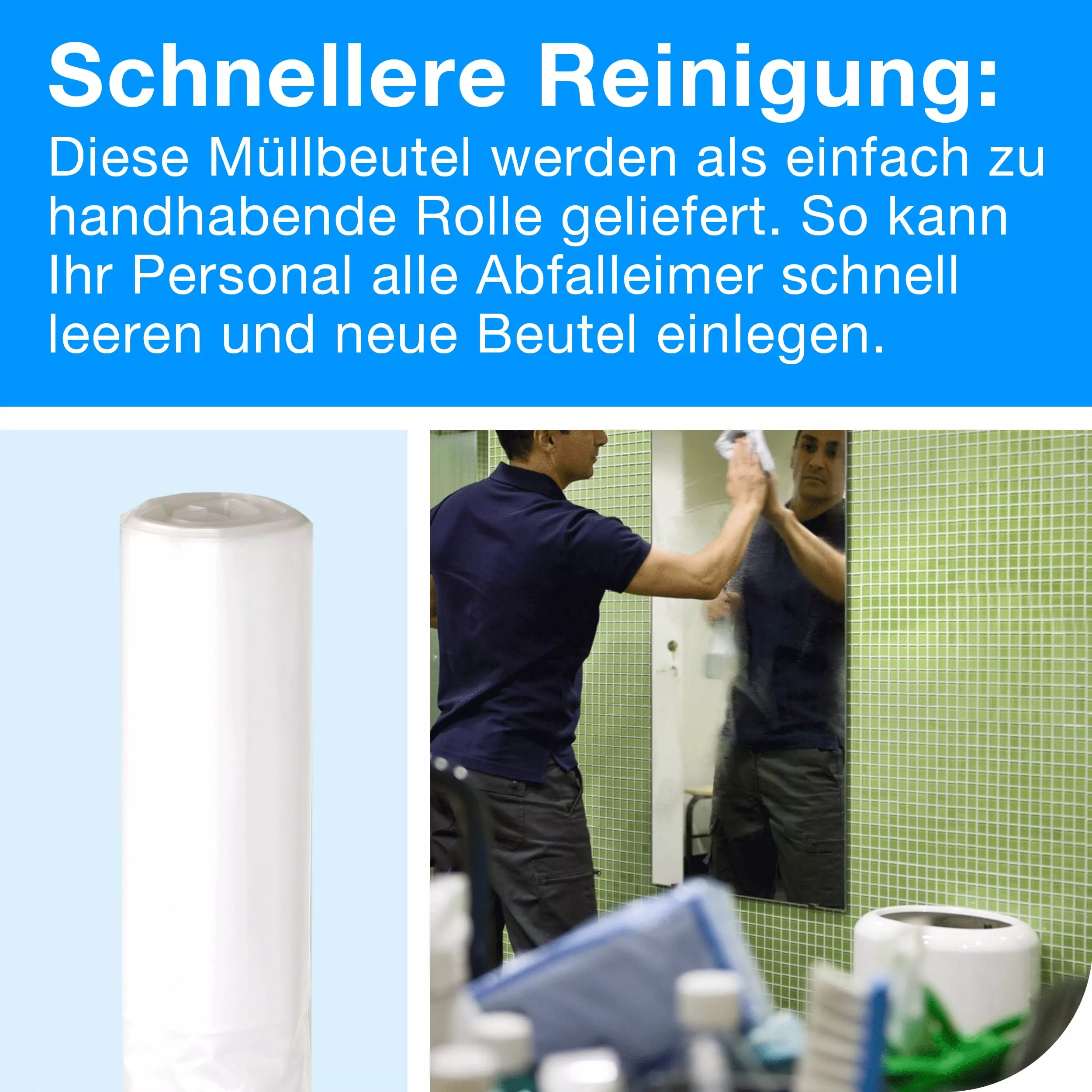 Tork 50 l Abfallsäcke Transparent B1, zu 55 % aus Recycling-Material, 10 × 25 Beutel, 204060