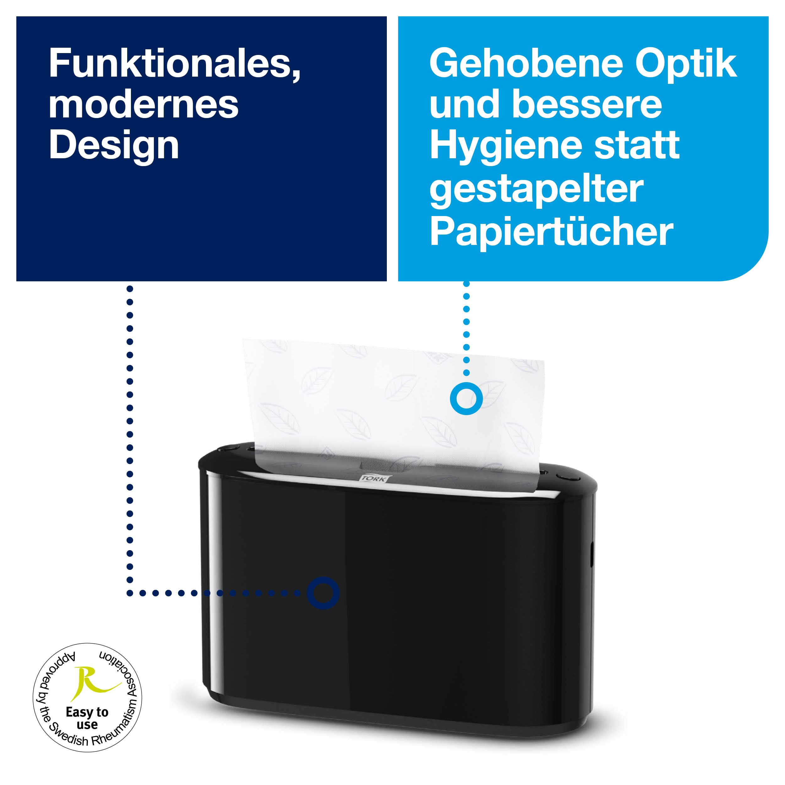 Tork Xpress® Tischspender für Multifold-Handtücher Schwarz H2, Einzeltuchentnahme, Elevation Design, 552208