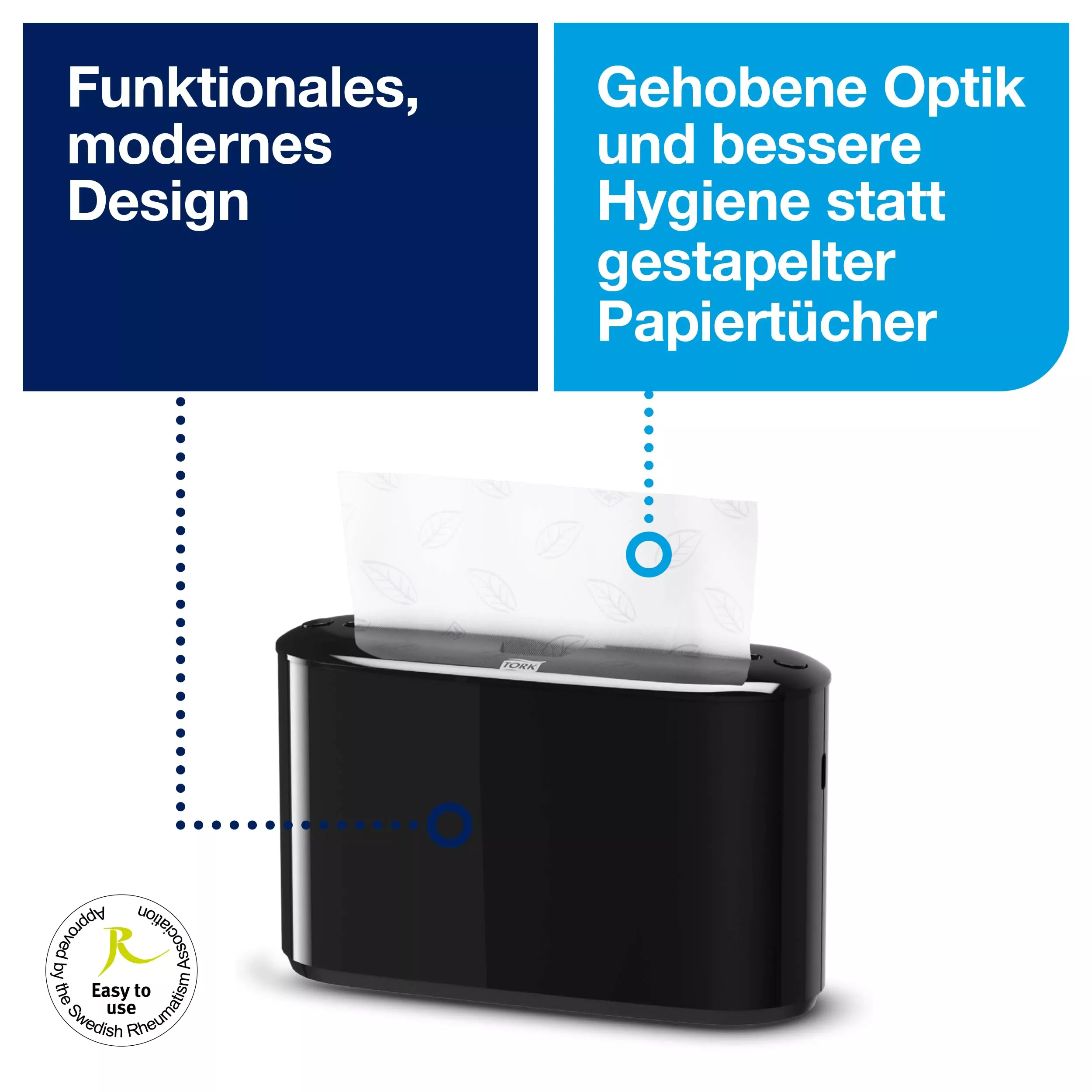 Tork Xpress® Tischspender für Multifold-Handtücher Schwarz H2, Einzeltuchentnahme, Elevation Design, 552208