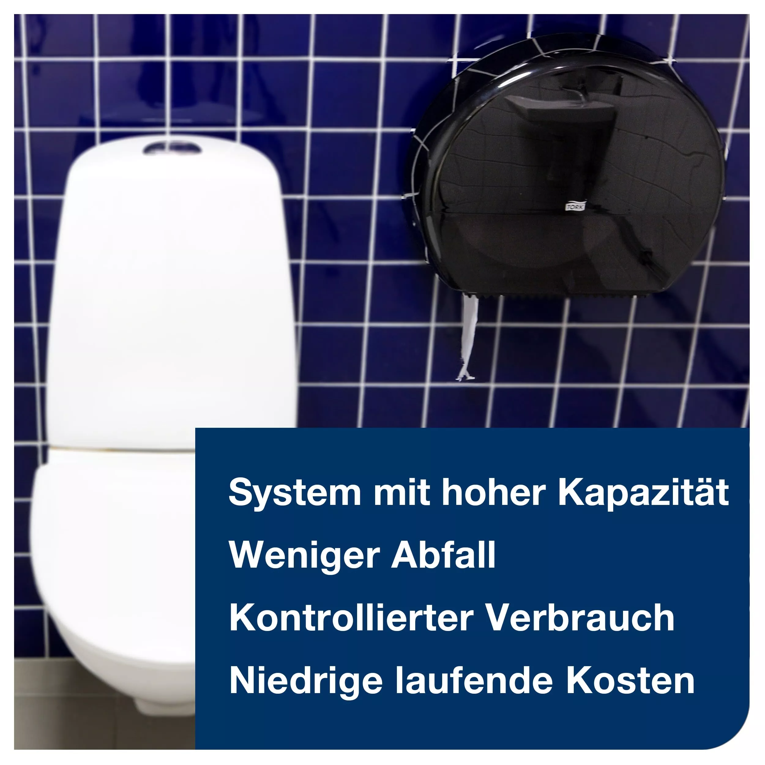 Tork Spender für Mini-Jumbo-Toilettenpapier Schwarz T2, geschlossen, Elevation Linie, 555008