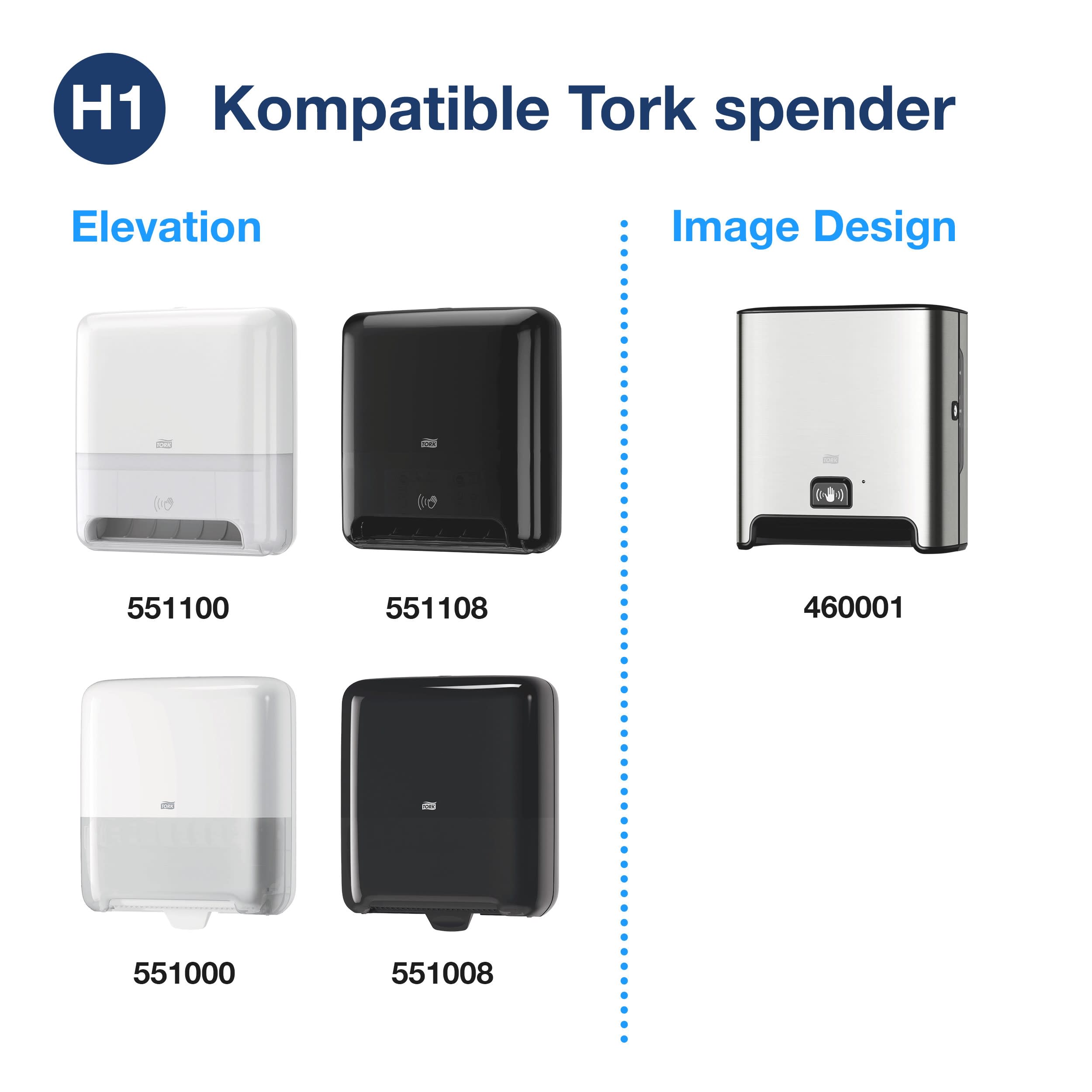 Tork Matic® weiche Papierhandtuchrollen Weiß mit grauem Blätterdesign H1, Advanced-Qualität, saugfähig, 6 Rollen mit je 150 m, 290067