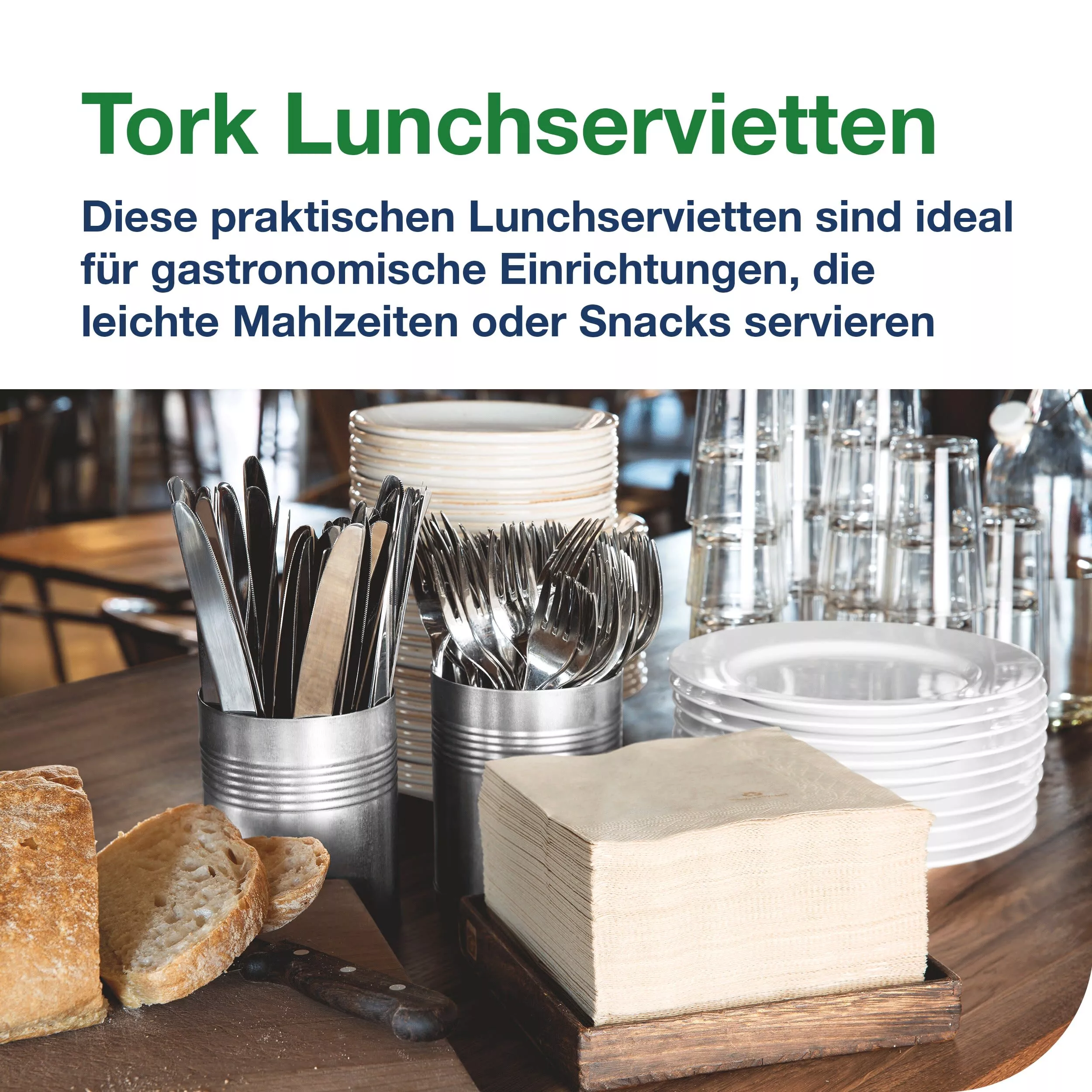 Tork Lunchserviette Natur, 1/4-Falz, 2-lagig, 33 cm × 33 cm, 10 × 200 Servietten, 477350