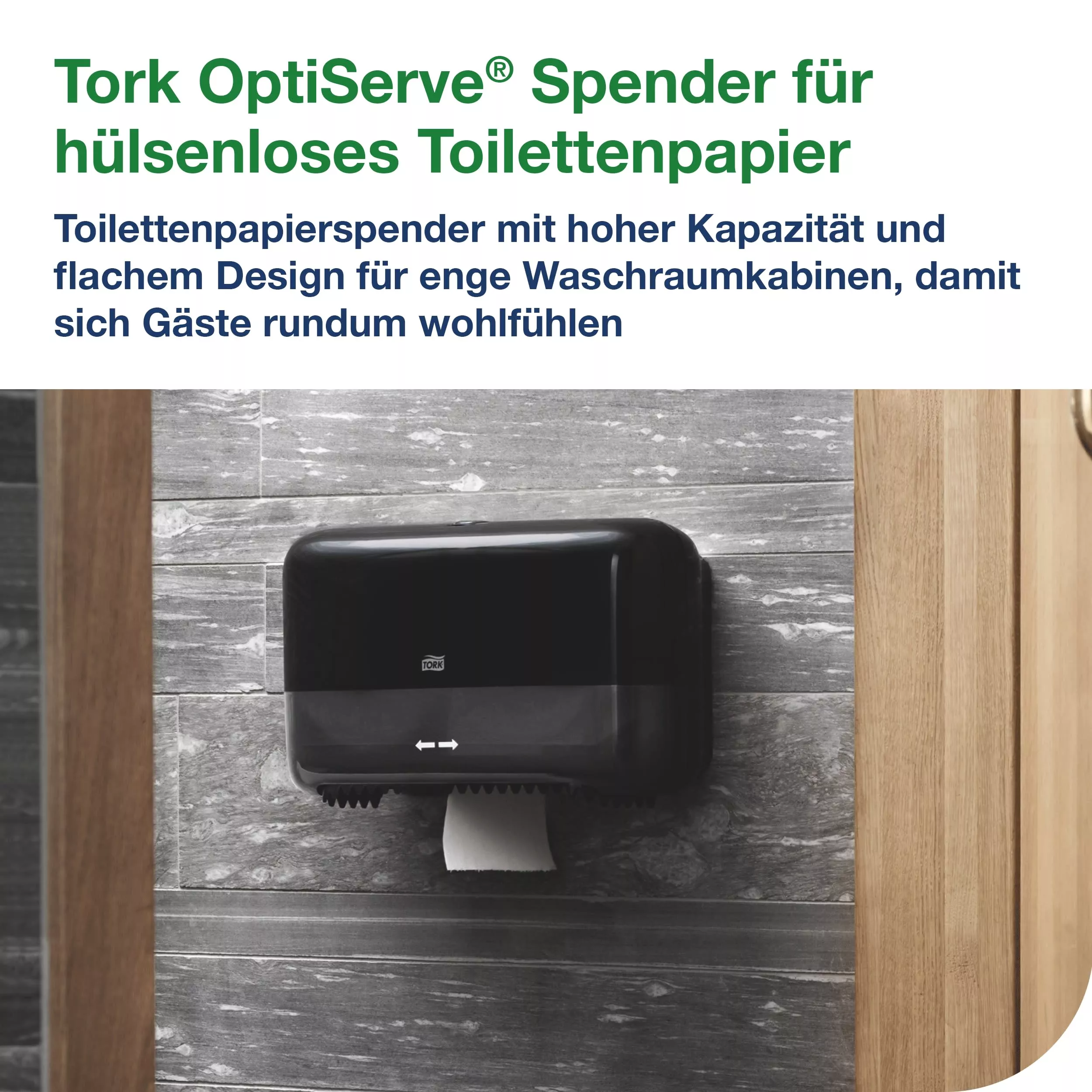 Tork OptiServe® Doppelrollenspender für Hülsenloses Toilettenpapier Schwarz T7, horizontaler Toilettenrollenspender, Elevation Design, 558048