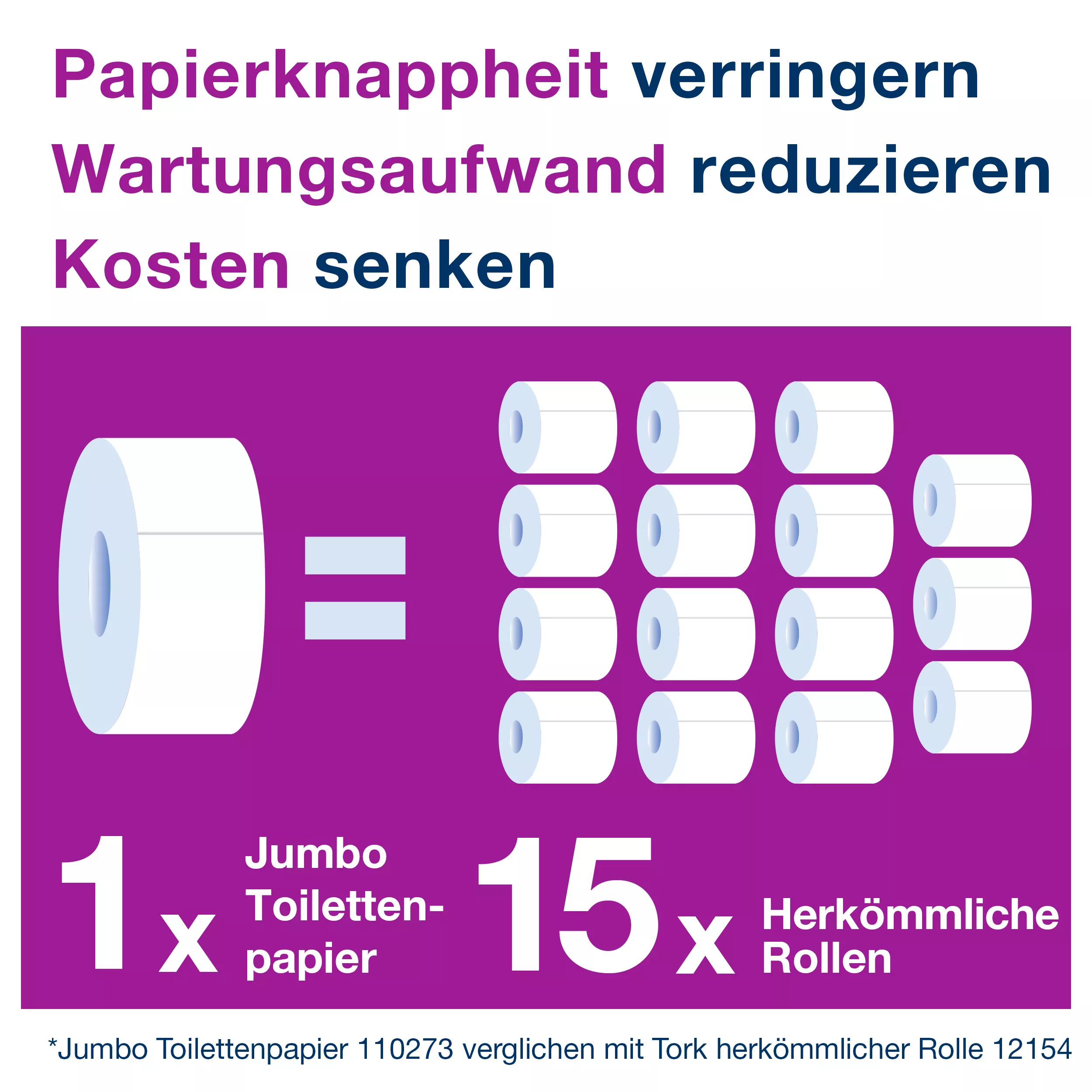 Tork Jumbo Toilettenpapier Natur T1, Universal, 1‑lagig, 6 × 480 m, 120160