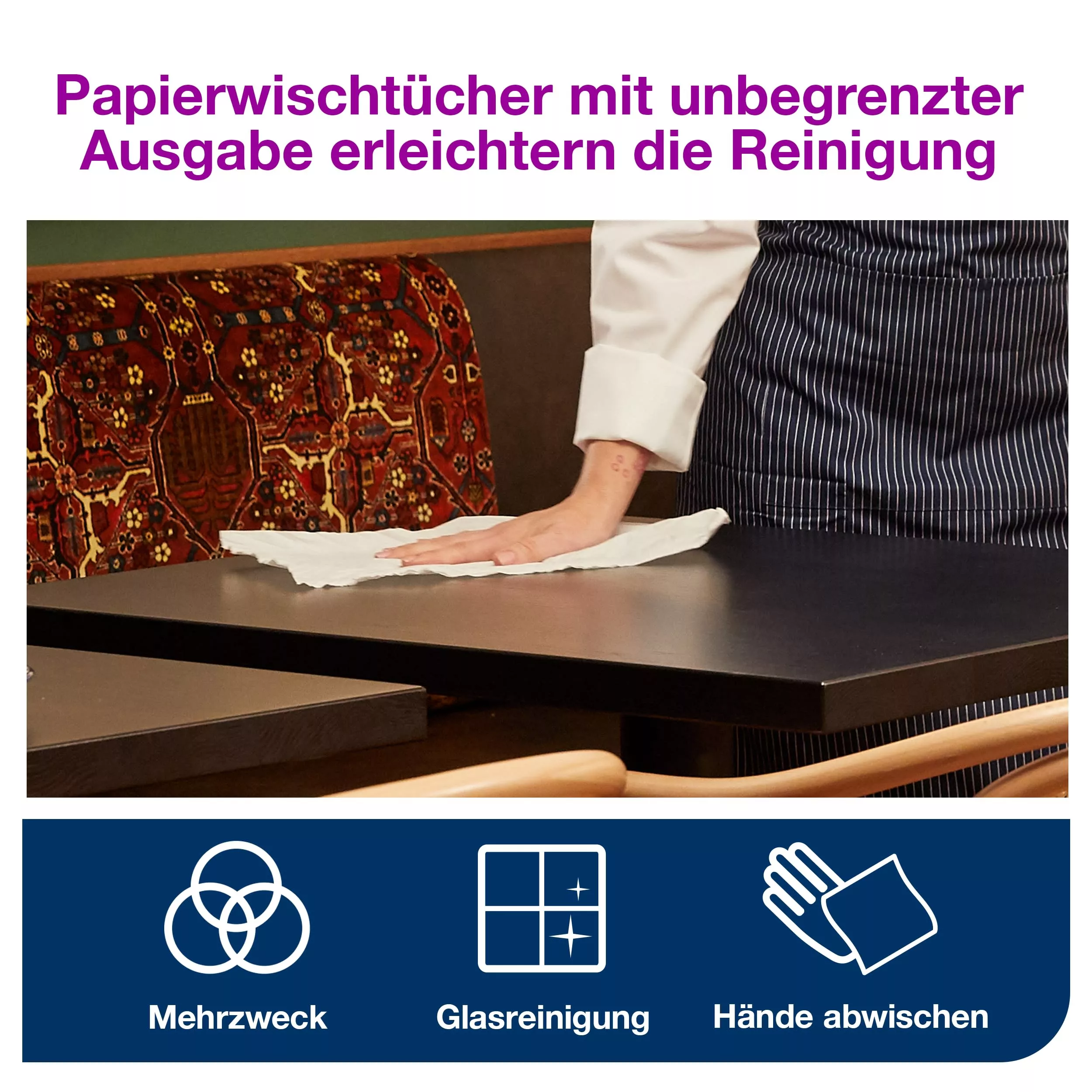 Tork Mehrzweck-Papierwischtücher mit Innenabrollung Weiß M2, Zum Abwischen von Händen und Oberflächen, 1 × 771 Blatt, 473253