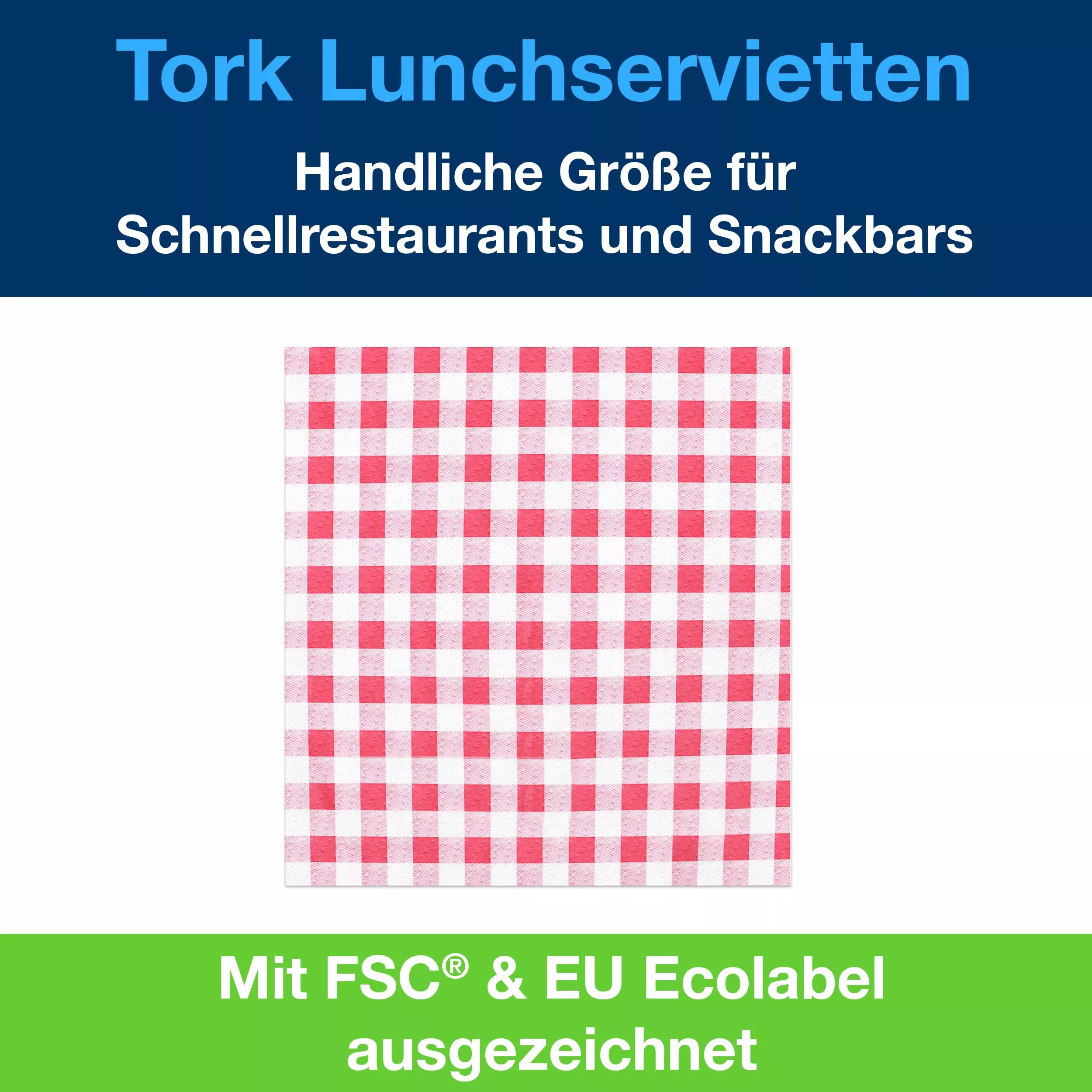 Tork Bistrored Lunchserviette, 1/4-Falz, 1-lagig, 33 cm × 33 cm, 8 × 400 Servietten, 509359
