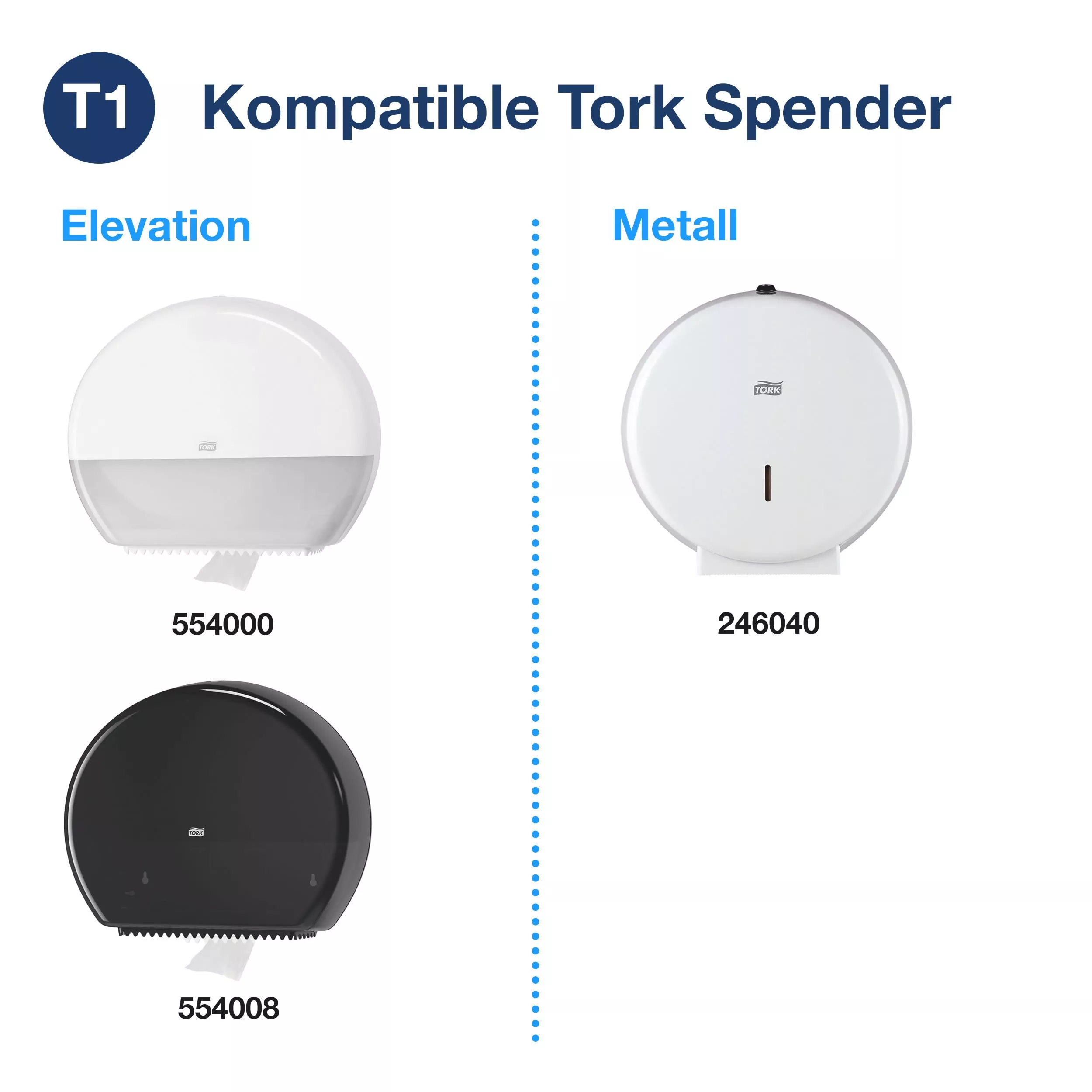 Tork Jumbo Toilettenpapier Weiß T1, Universal, 1‑lagig, 6 × 650 m, 472117