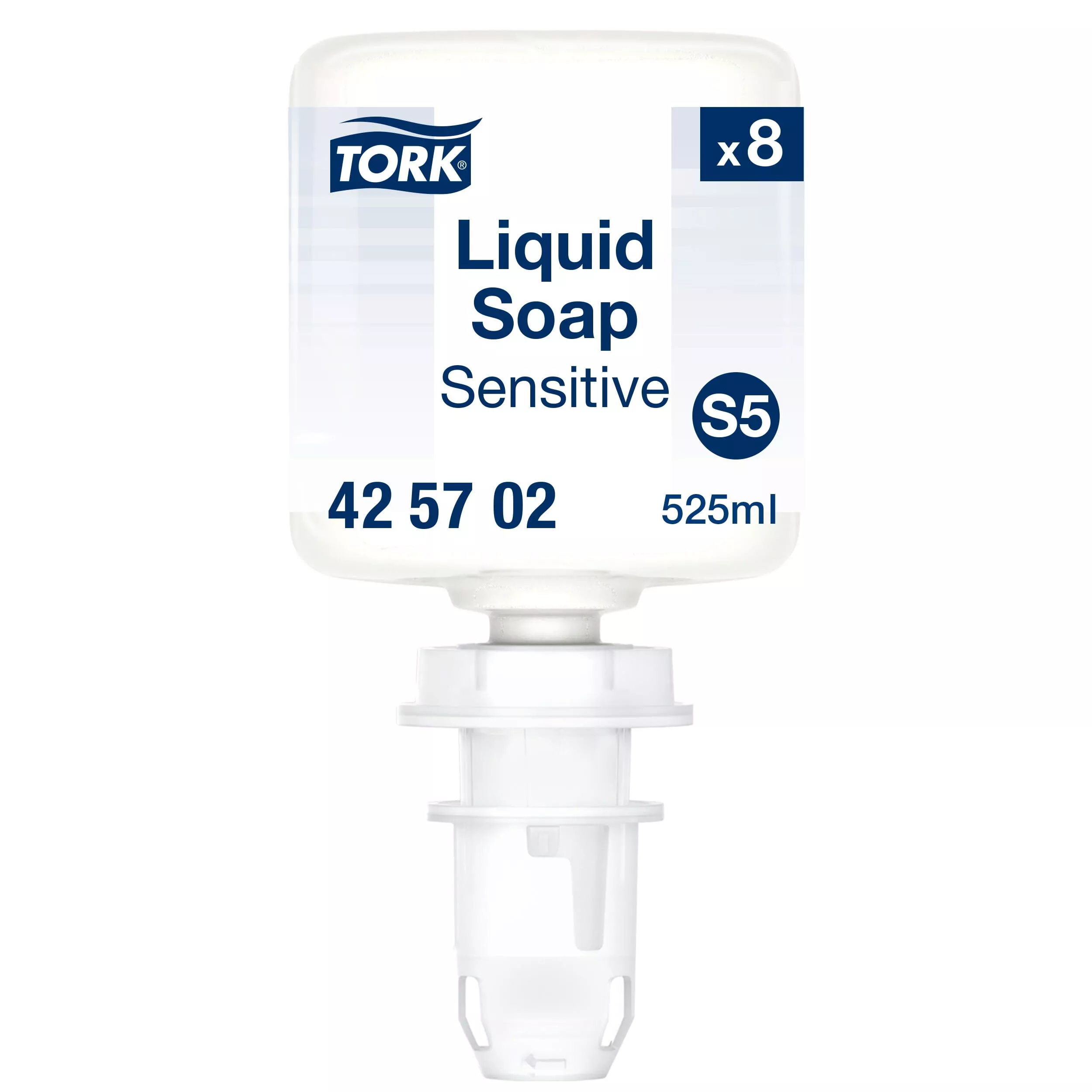 Tork Sensitive Hand Mini Flüssigseife S5, allergikerfreundlich, 8 × 525 ml, 425202