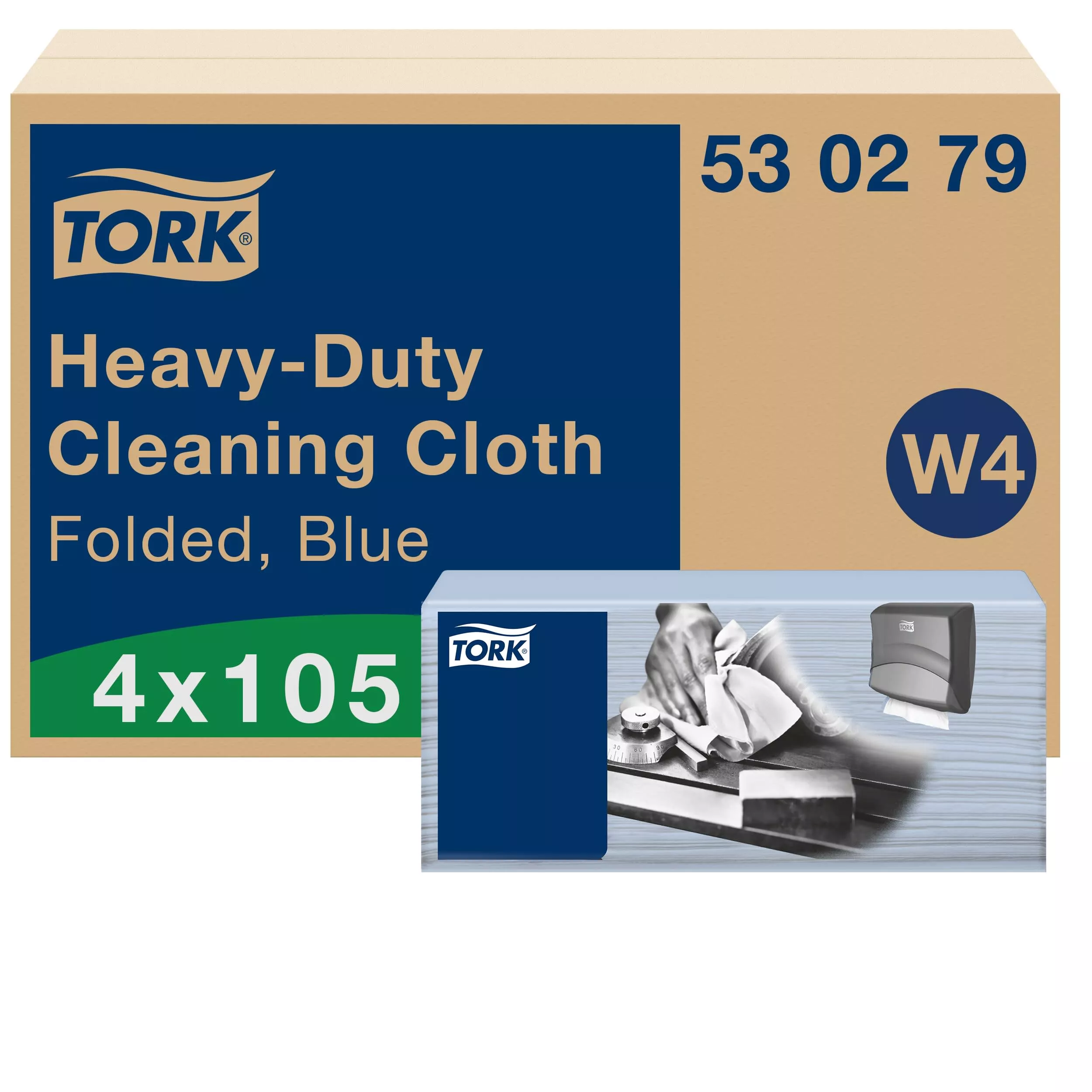 Tork Extra Starke Reinigungstücher Blau W4, stark und saugfähig, 4 × 105 Tücher, 530279