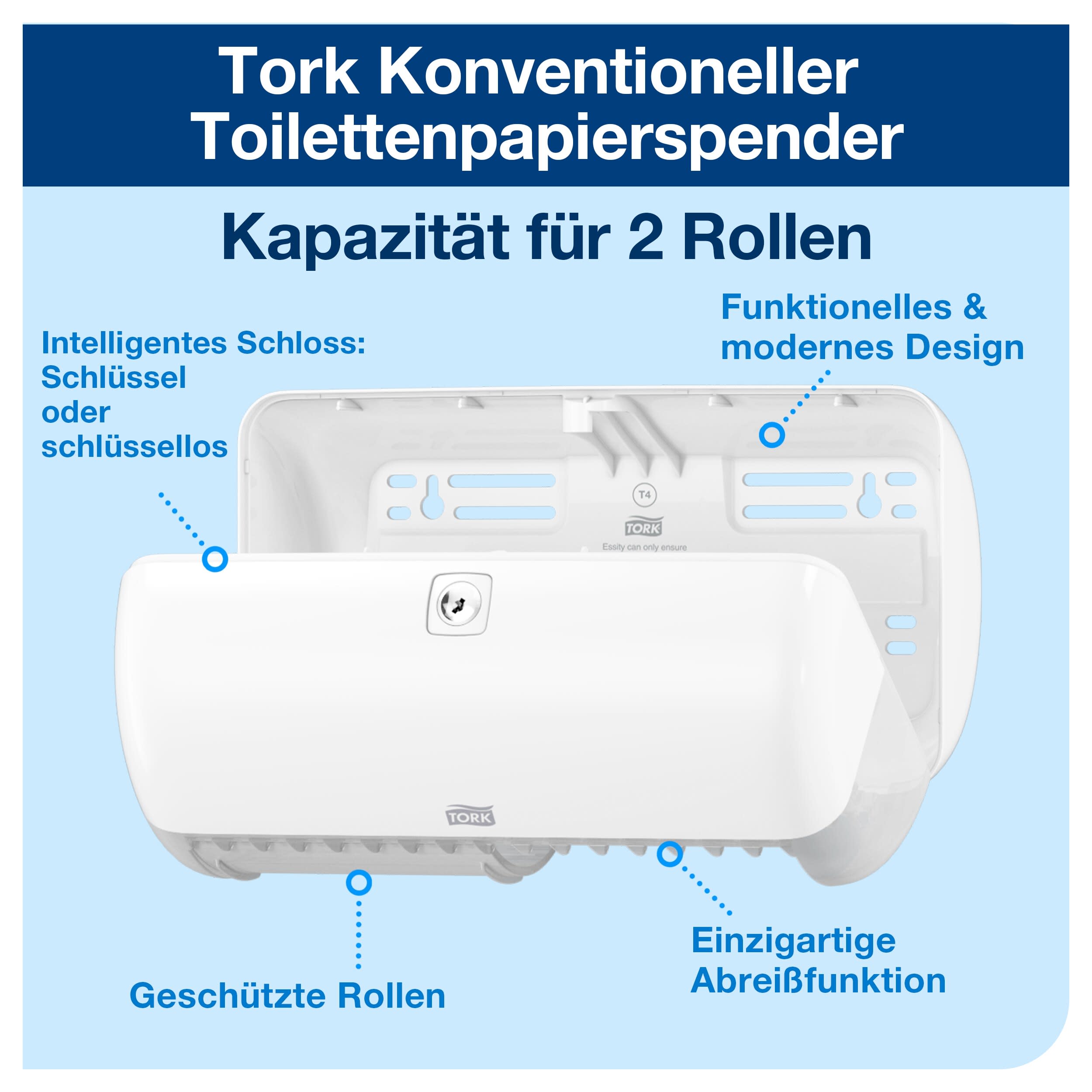 Tork Spender für Toilettenpapier Weiß T4, Kompakt, Elevation Design, 557000