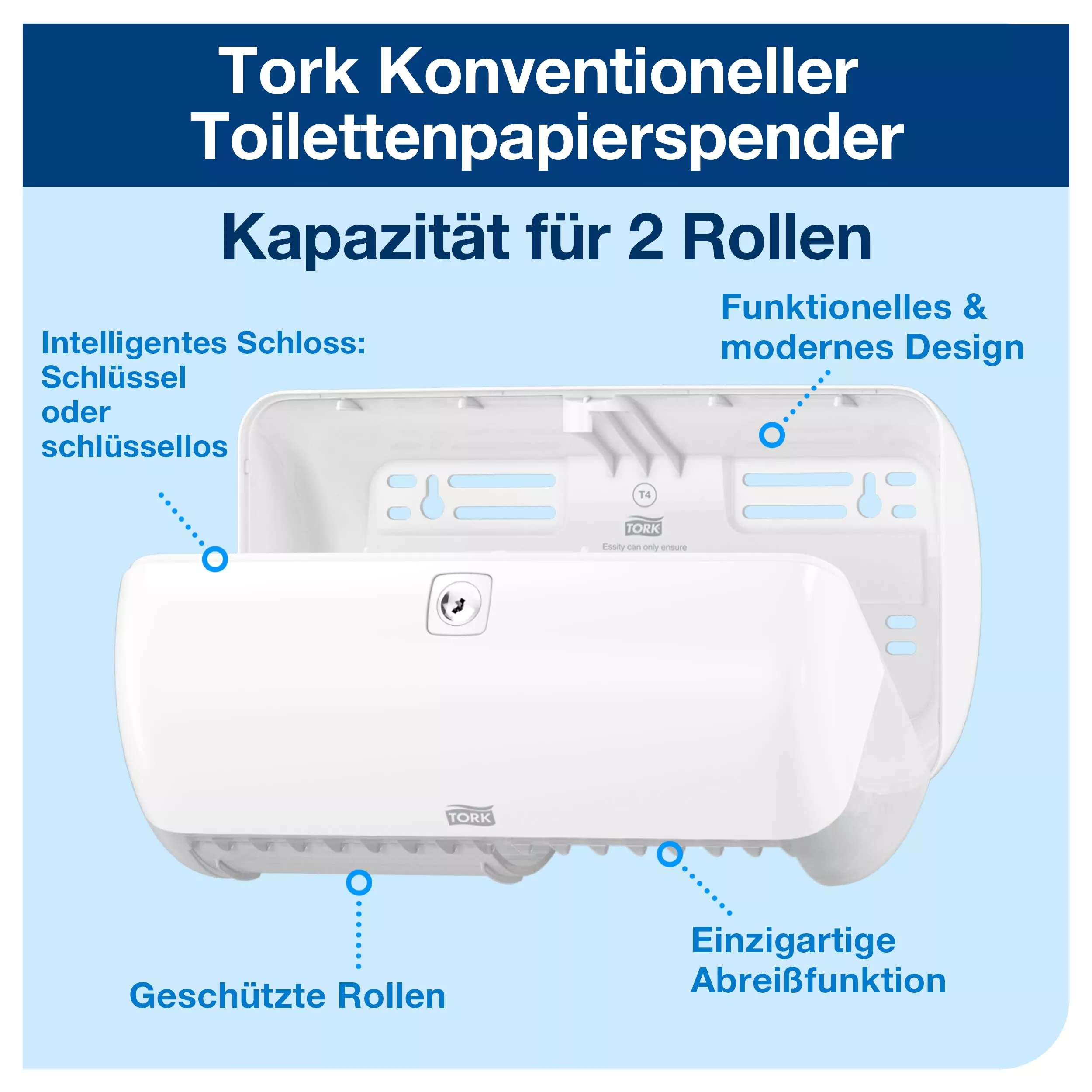 Tork Spender für Toilettenpapier Weiß T4, Kompakt, Elevation Design, 557000