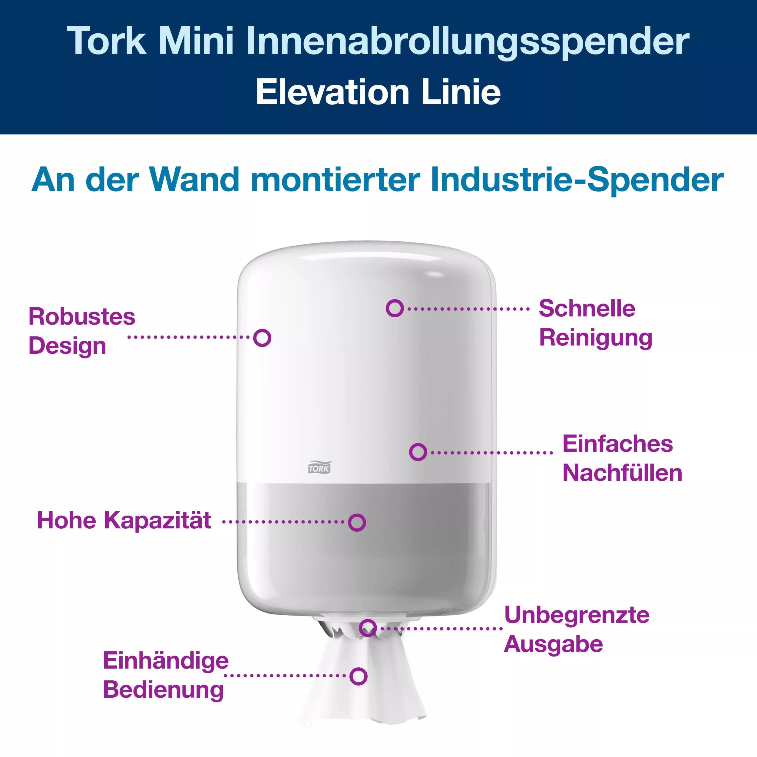 Tork Innenabrollungsspender Weiß M2, Robustes Design, Elevation Linie, 559000
