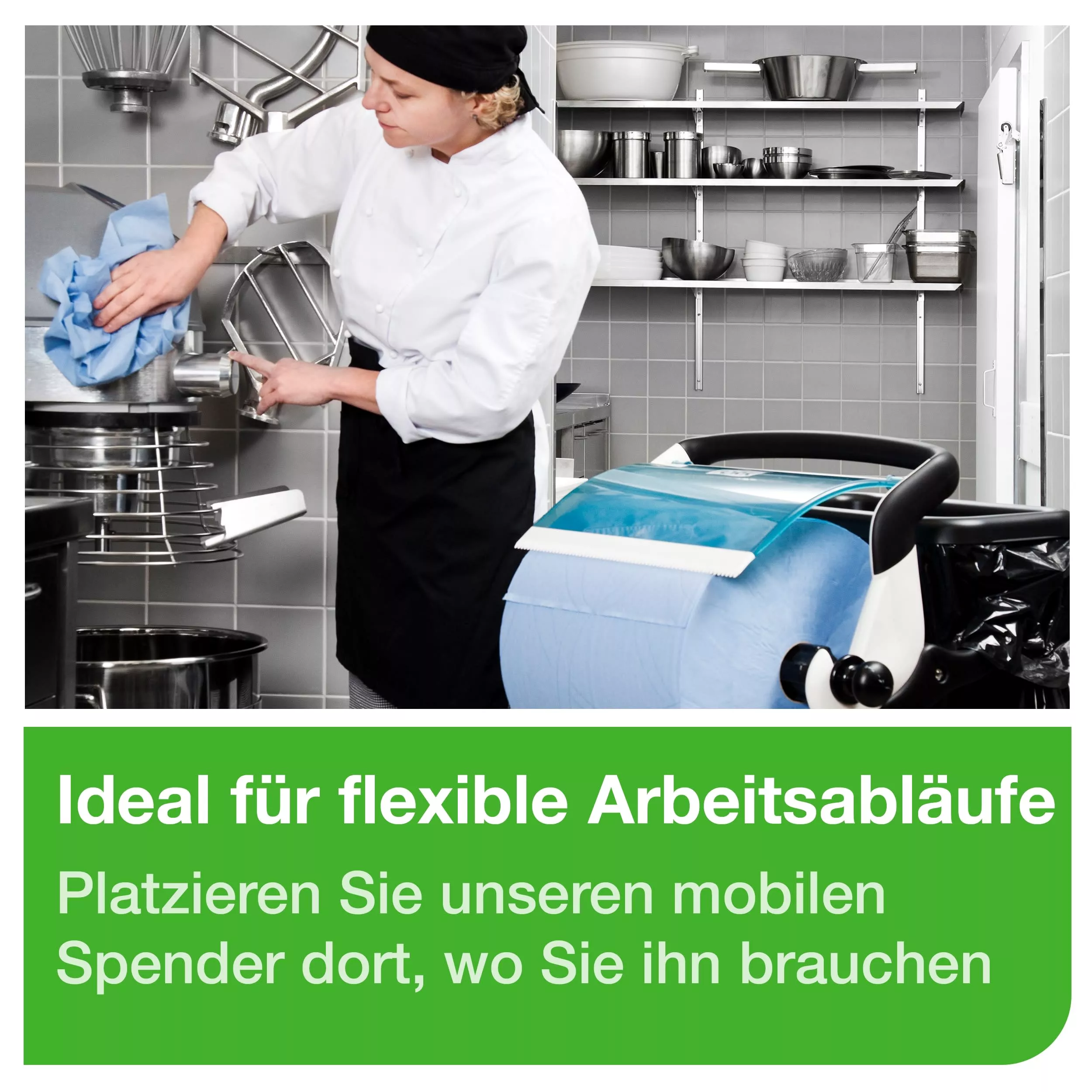 Tork Bodenständer für Wischtuchrollen Weiß und Türkis W1, Mobil, Performance Linie, 652000