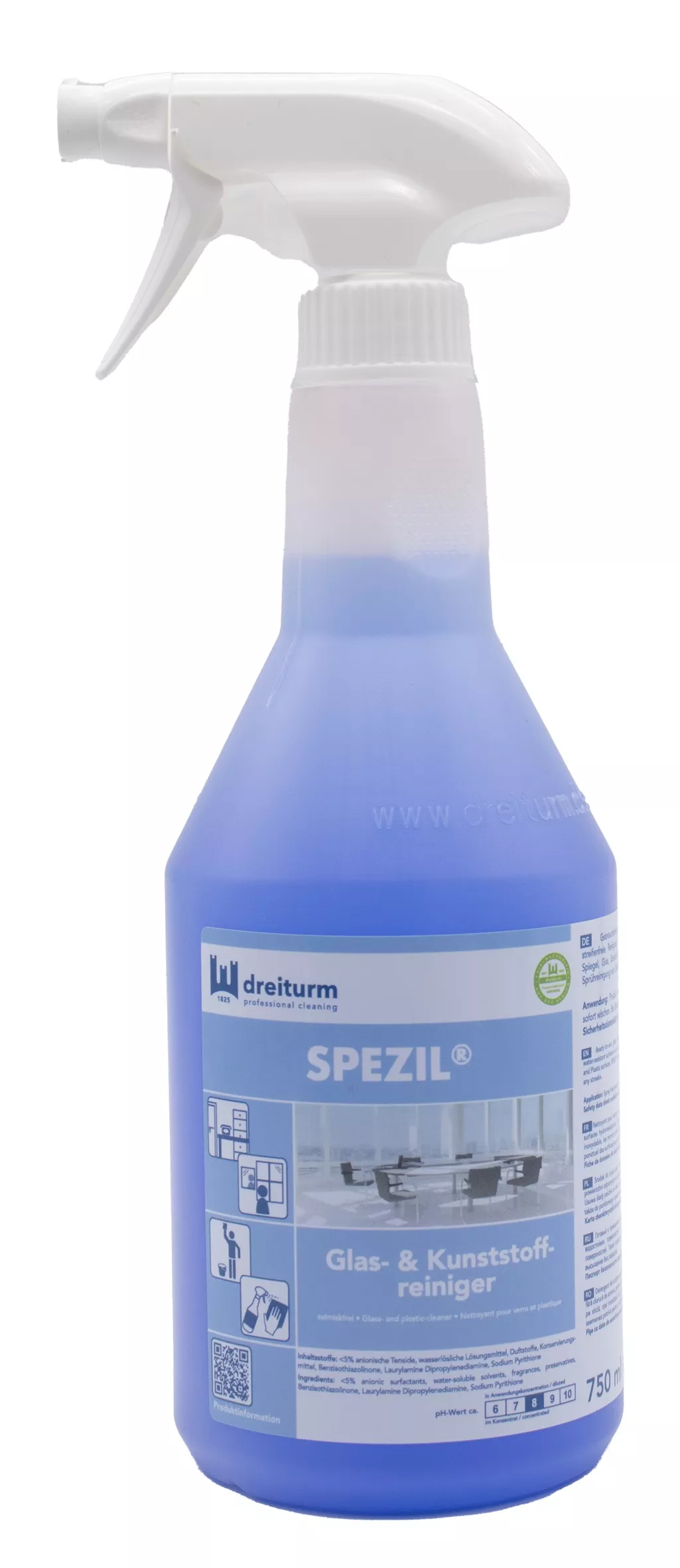 Sprayflasche, Glasreiniger, Kunststoffreiniger, Blau, Spezialreiniger