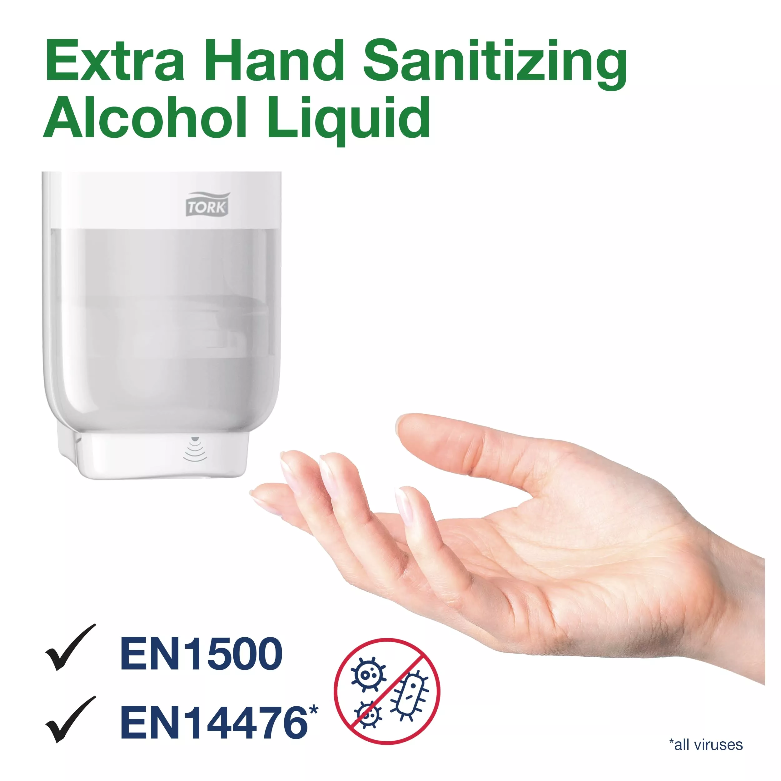 Tork Händedesinfektionsflüssigkeit mit Alkohol, schnelles und effektives Desinfektionsmittel, 6 × 1.000 ml, 424214
