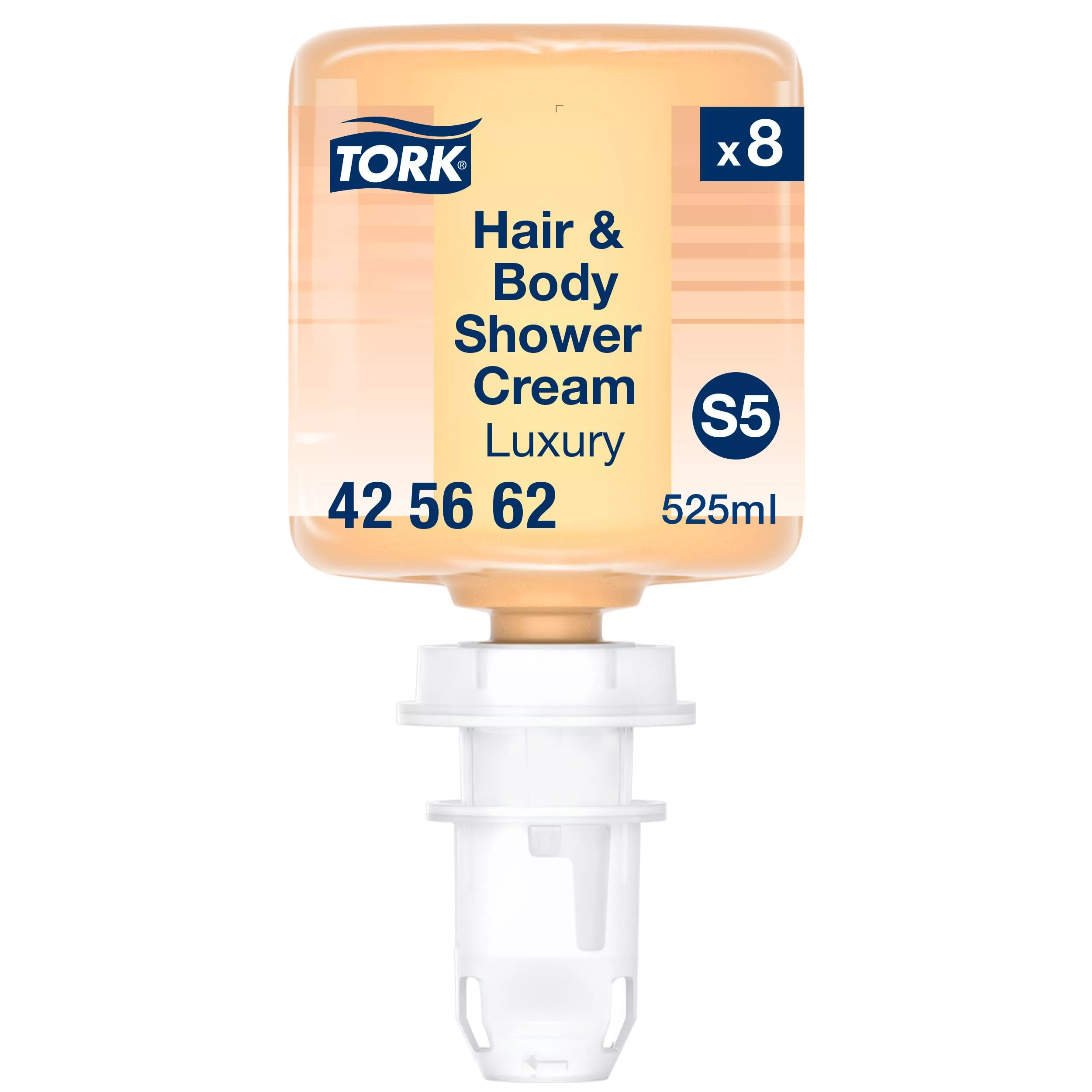Tork Luxuriöse Hair & Body Mini Duschcreme S5, 3‑in‑1 Shampoo, Spülung und Duschgel, 8 × 525 ml, 425662